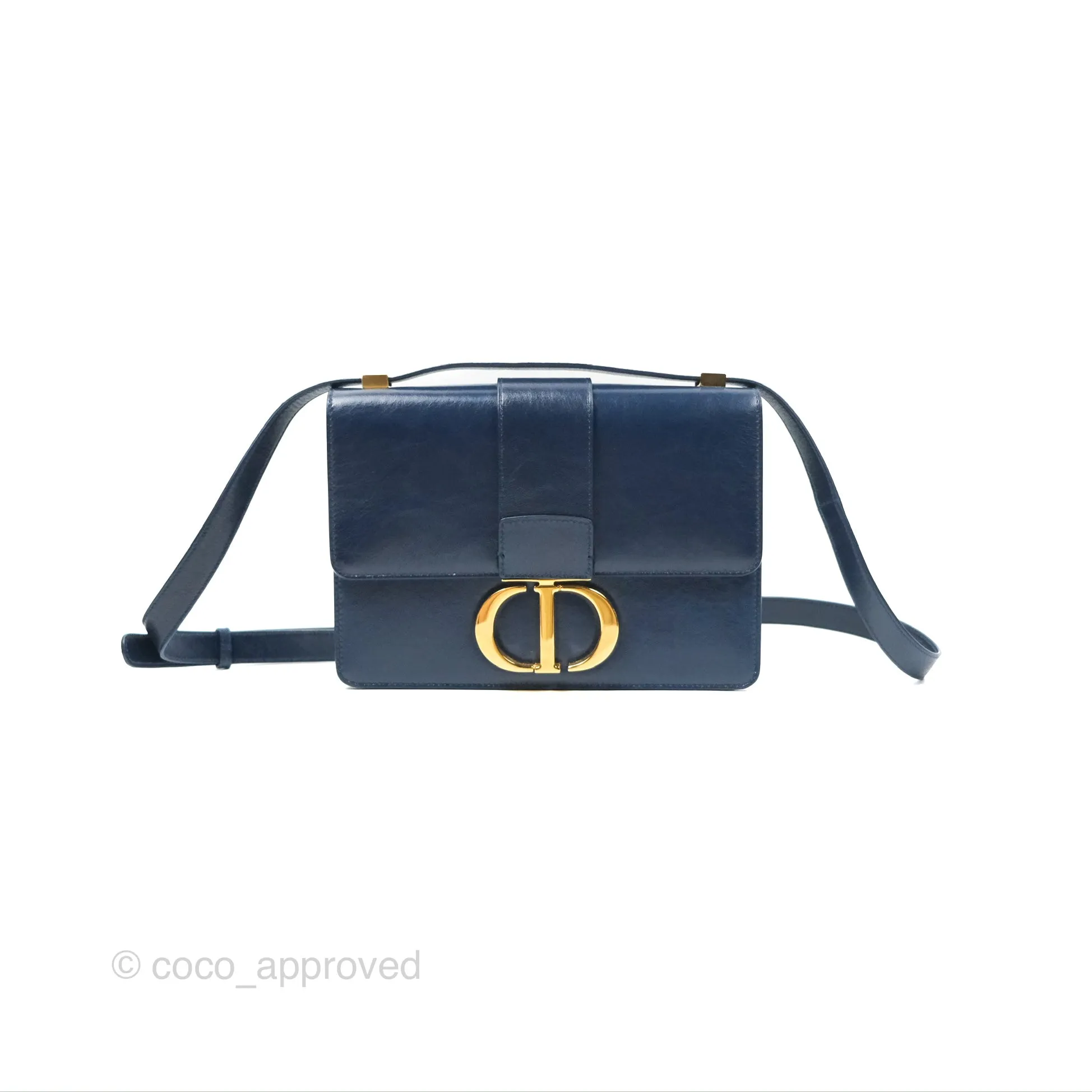 Dior 30 Montaigne Bag Navy Shiny Crinkled Lambskin