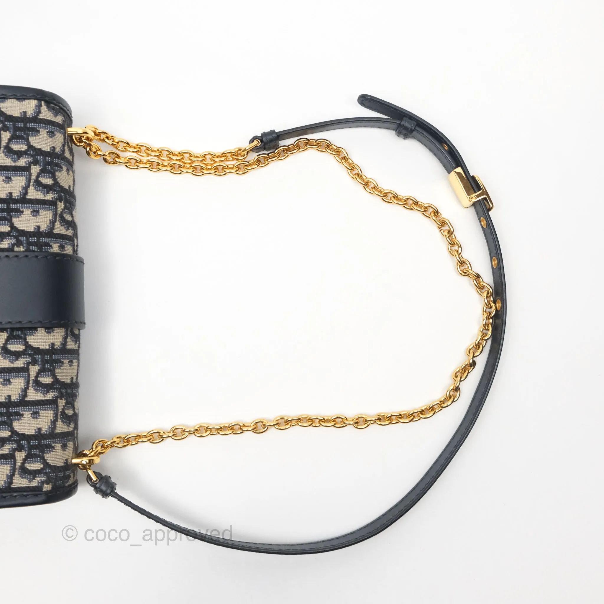 Dior 30 Montaigne East-West Bag With Chain Blue Dior Oblique Jacquard