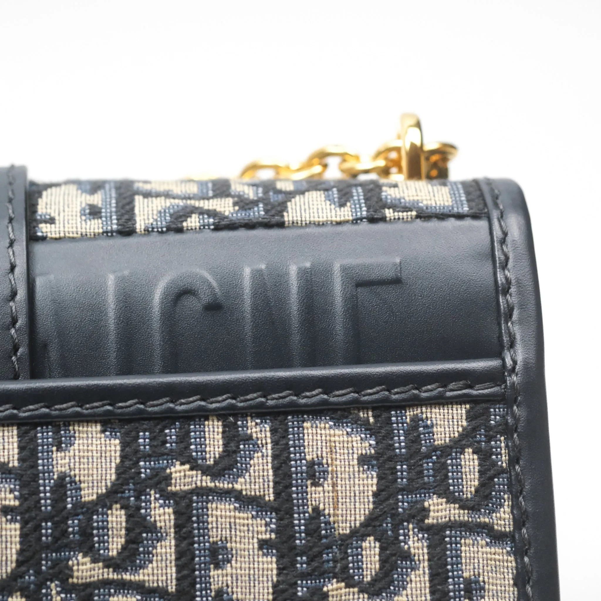 Dior 30 Montaigne East-West Bag With Chain Blue Dior Oblique Jacquard