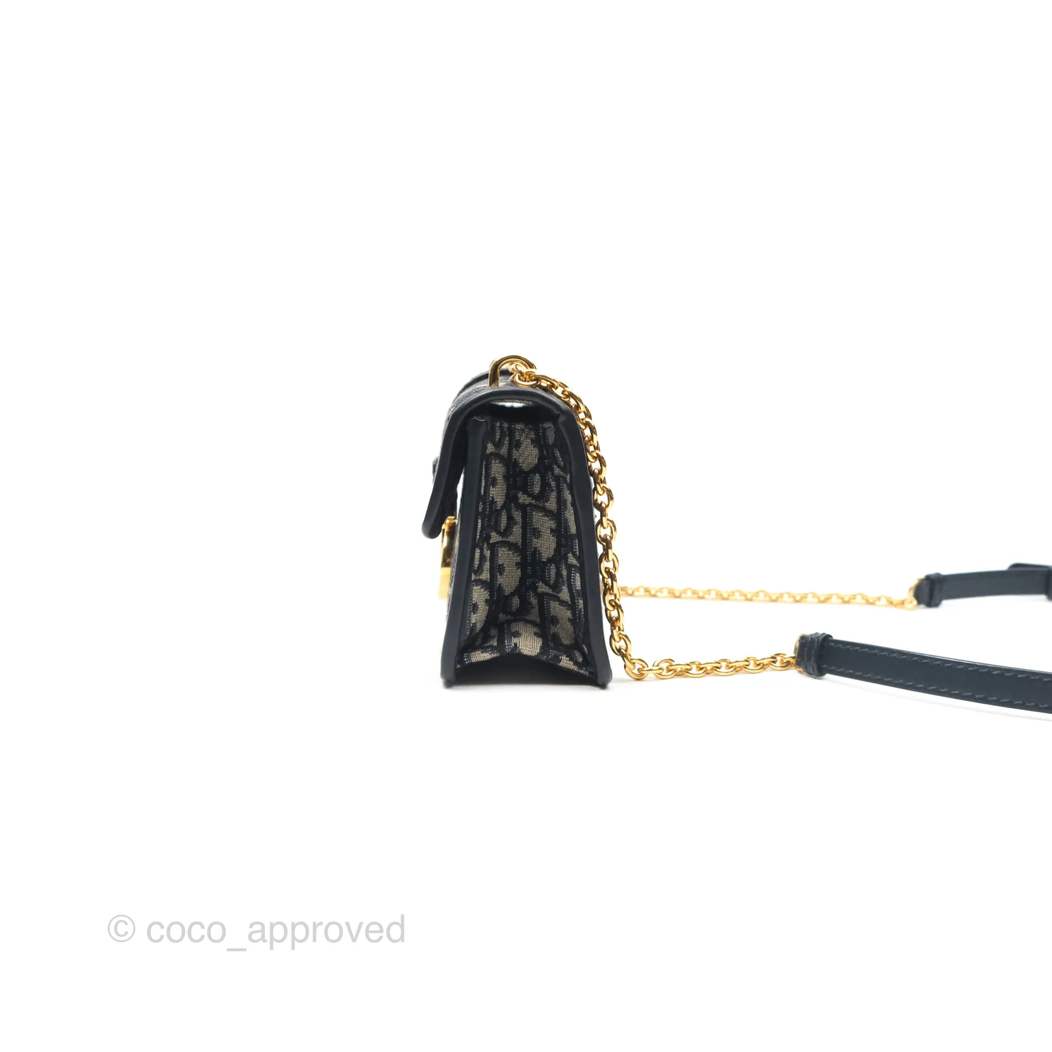 Dior 30 Montaigne East-West Bag With Chain Blue Dior Oblique Jacquard