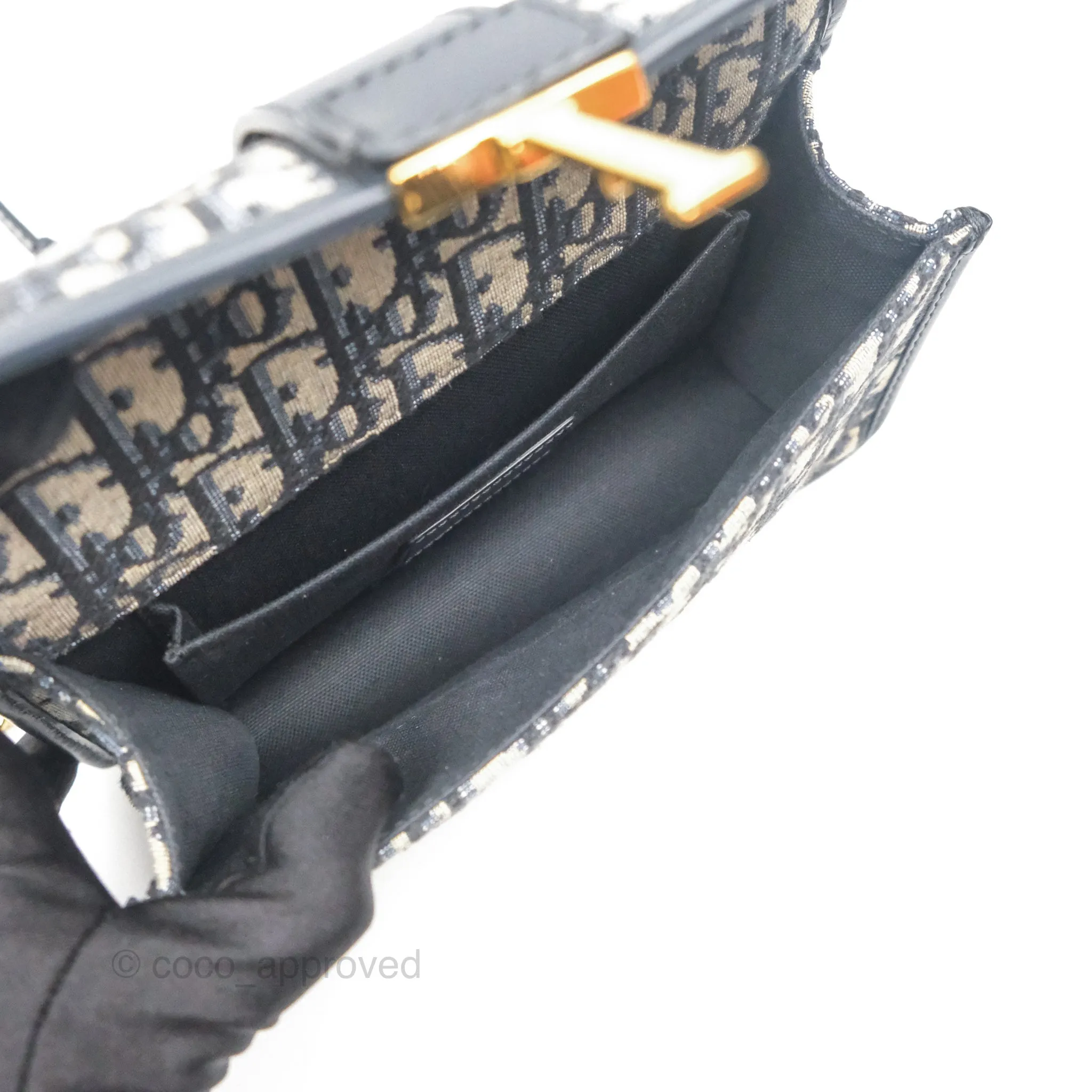 Dior 30 Montaigne East-West Bag With Chain Blue Dior Oblique Jacquard