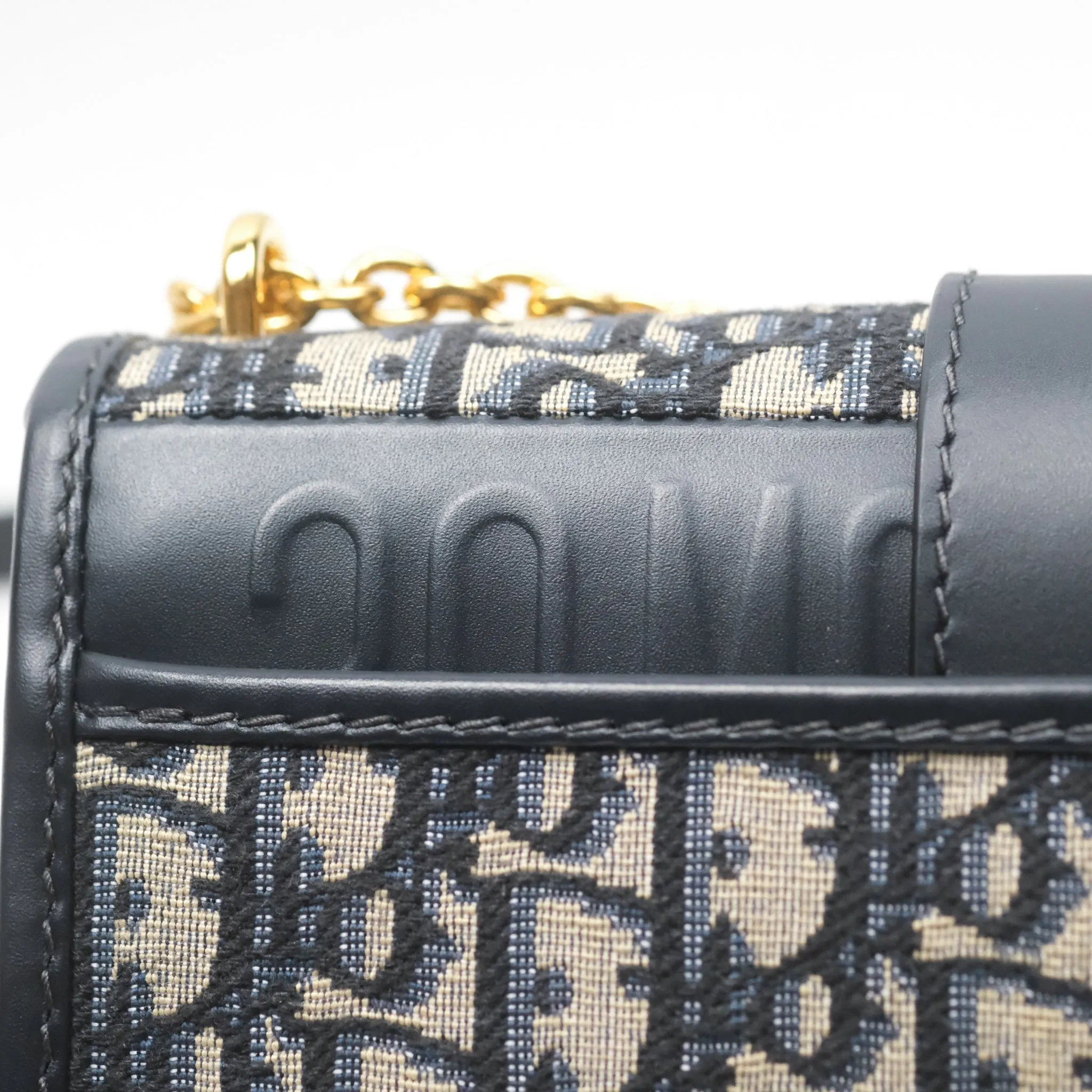 Dior 30 Montaigne East-West Bag With Chain Blue Dior Oblique Jacquard