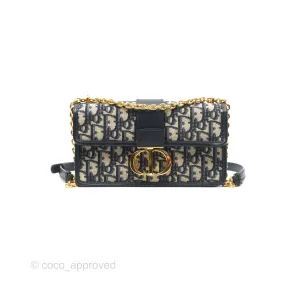 Dior 30 Montaigne East-West Bag With Chain Blue Dior Oblique Jacquard