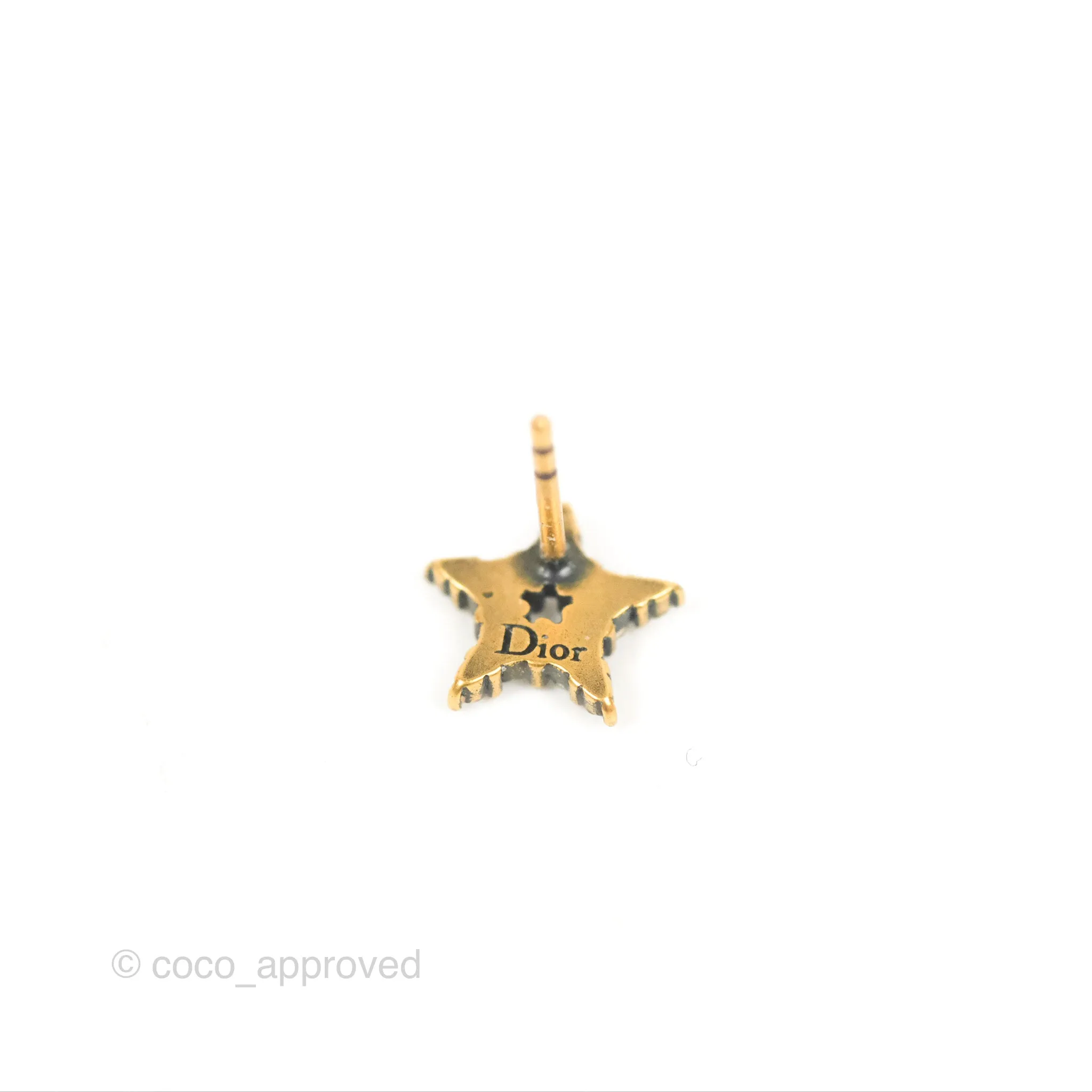 Dior Crystal Star Tribal Earrings Gold Tone