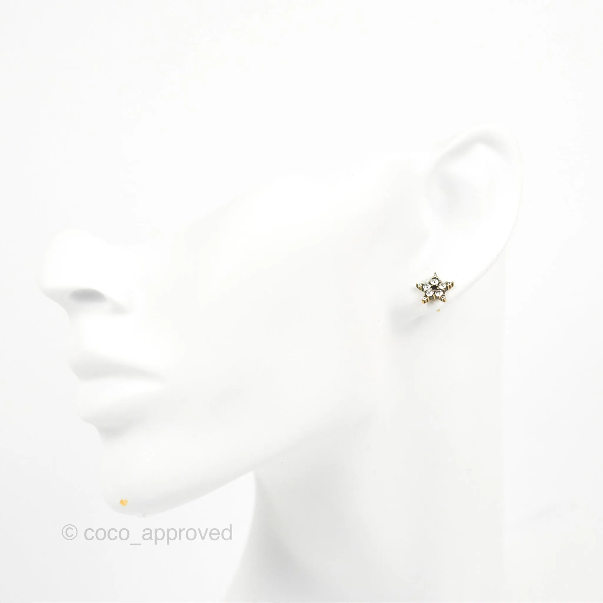 Dior Crystal Star Tribal Earrings Gold Tone