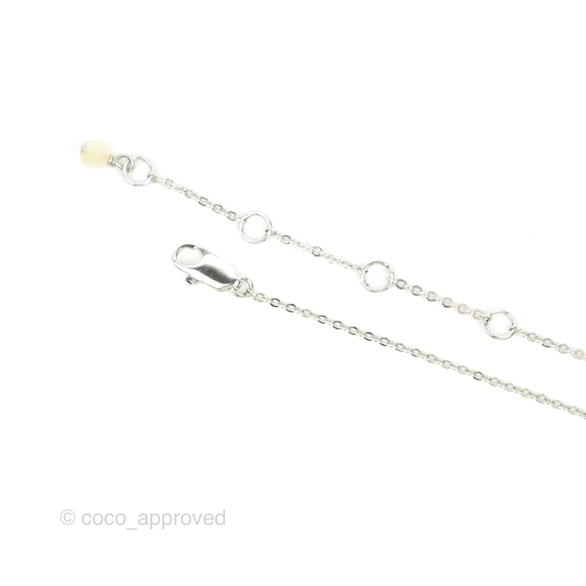 Dior Heart White Pendant Necklace Silver Tone