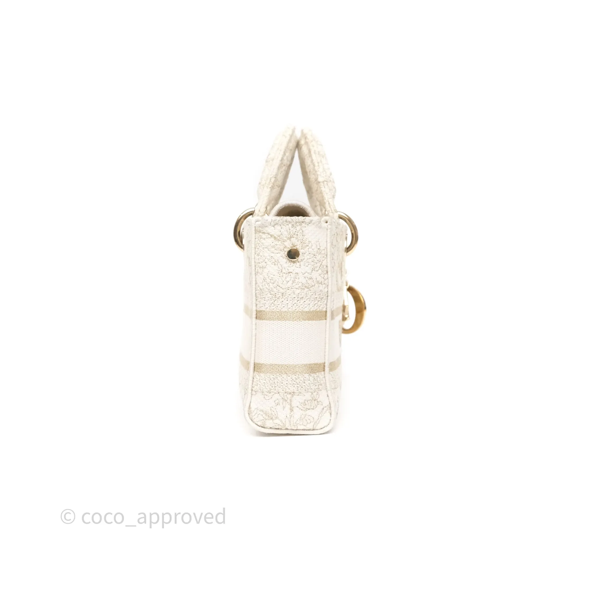 Dior Medium Lady D-Joy Bag Dior Jardin d'Hiver Embroidery White