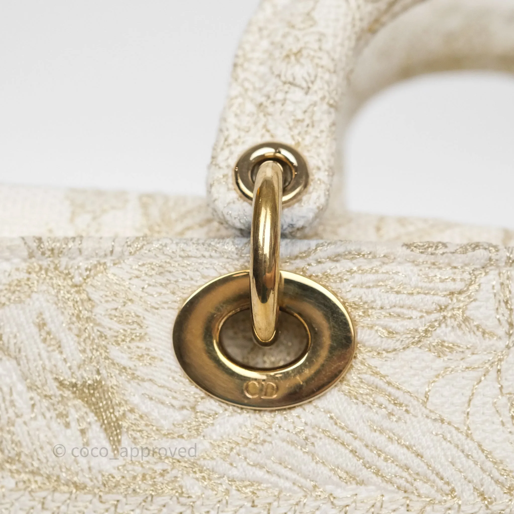 Dior Medium Lady D-Joy Bag Dior Jardin d'Hiver Embroidery White
