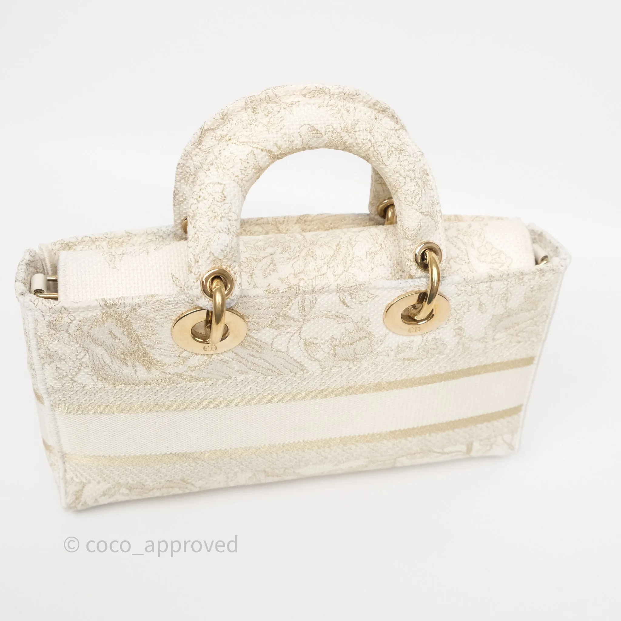 Dior Medium Lady D-Joy Bag Dior Jardin d'Hiver Embroidery White