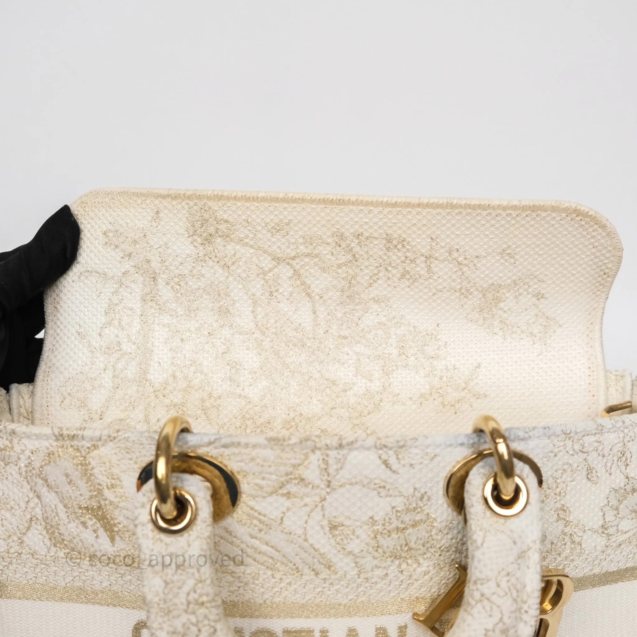 Dior Medium Lady D-Joy Bag Dior Jardin d'Hiver Embroidery White