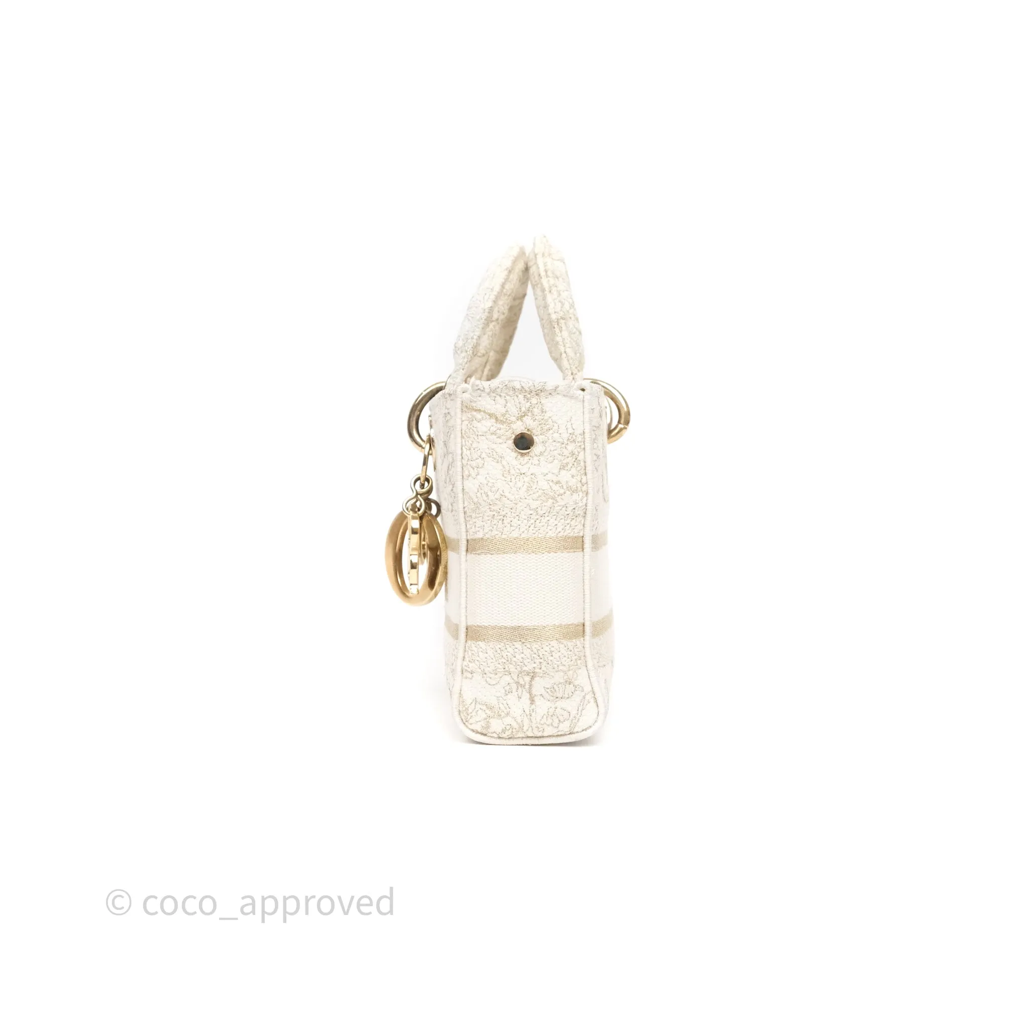 Dior Medium Lady D-Joy Bag Dior Jardin d'Hiver Embroidery White