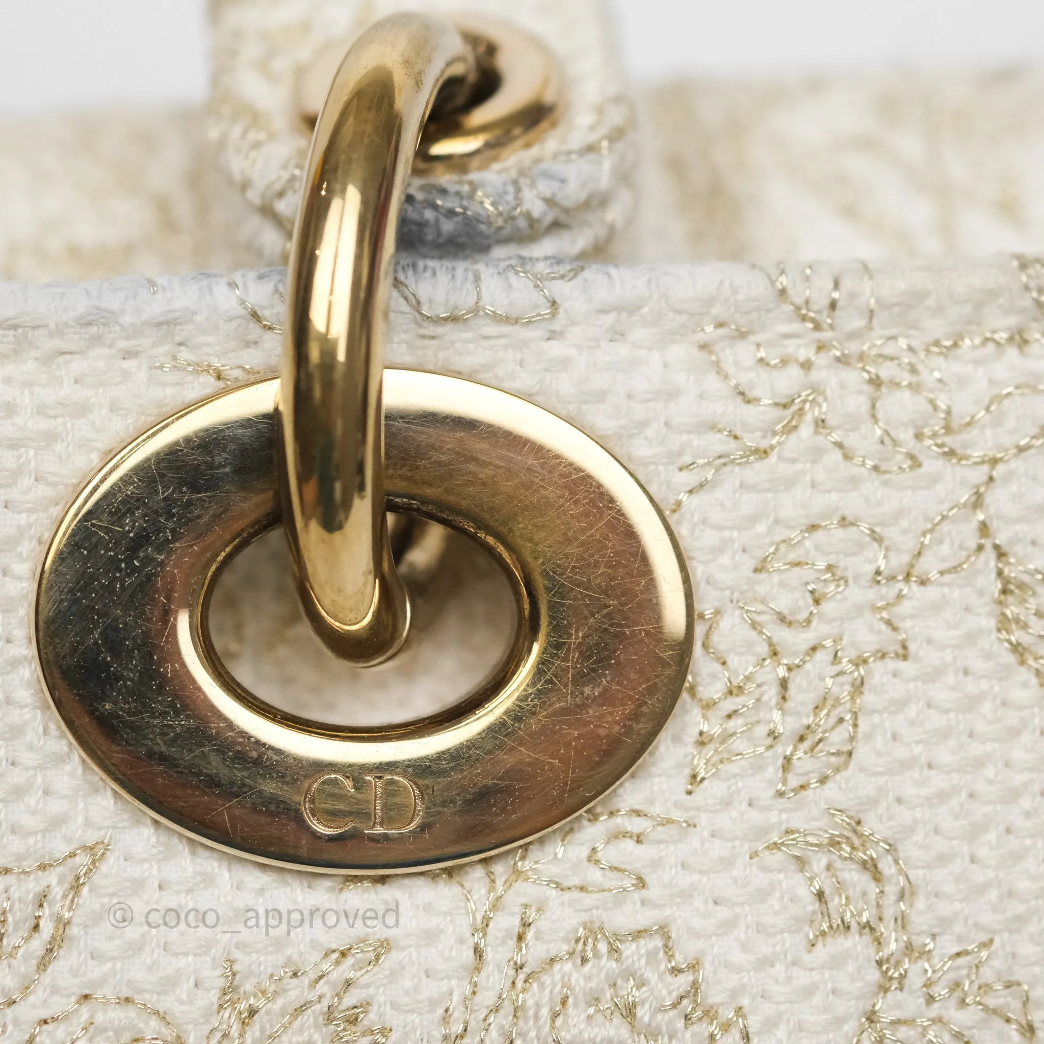 Dior Medium Lady D-Joy Bag Dior Jardin d'Hiver Embroidery White