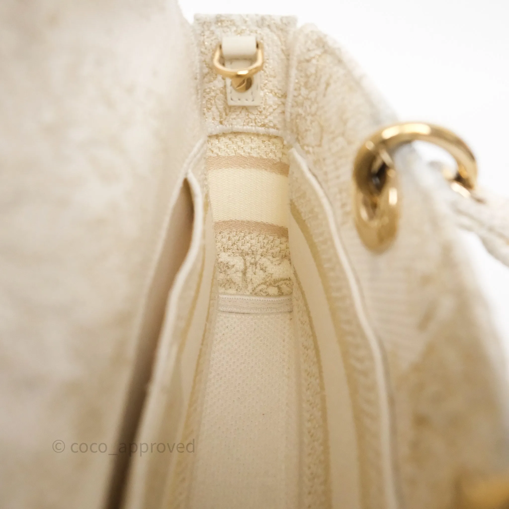 Dior Medium Lady D-Joy Bag Dior Jardin d'Hiver Embroidery White