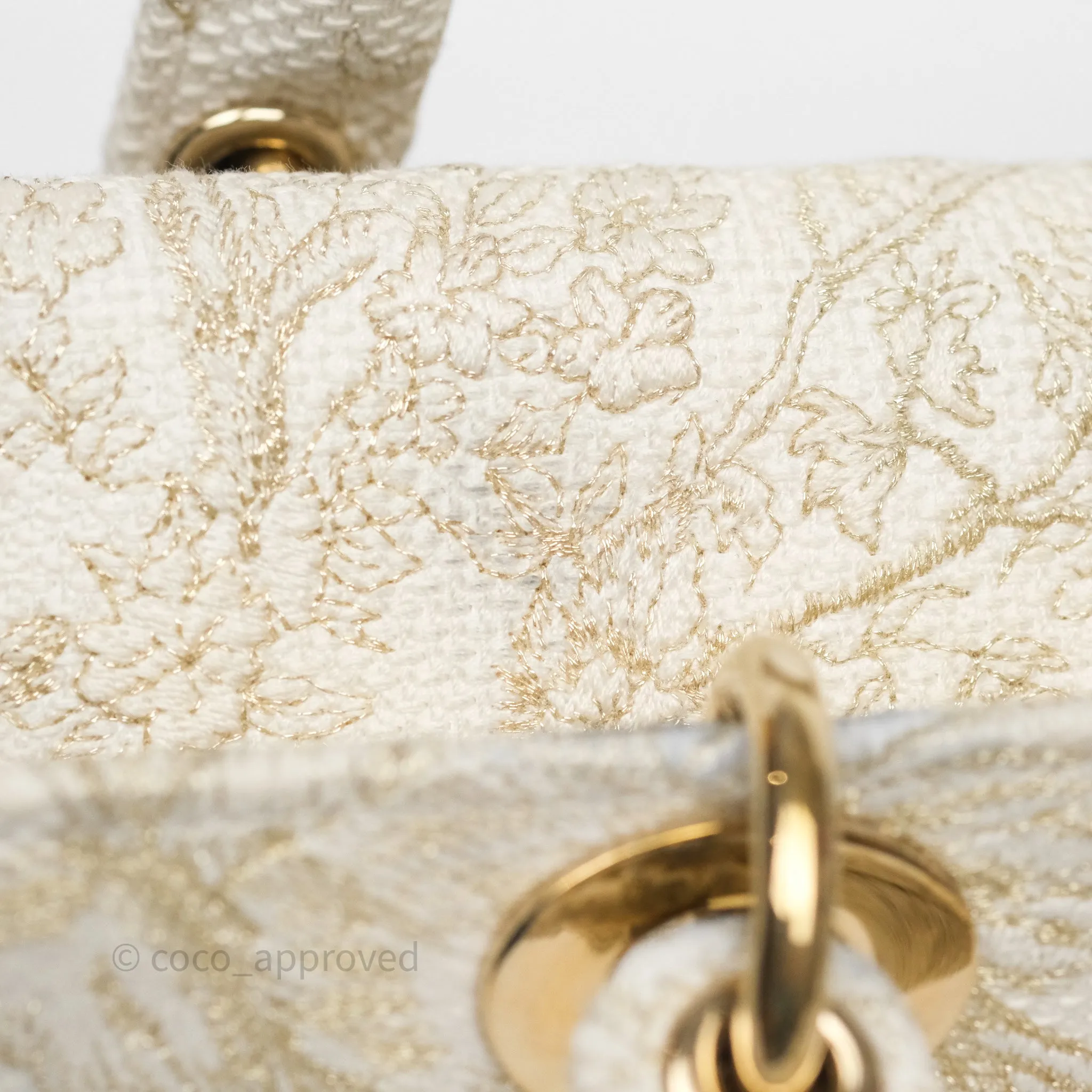 Dior Medium Lady D-Joy Bag Dior Jardin d'Hiver Embroidery White