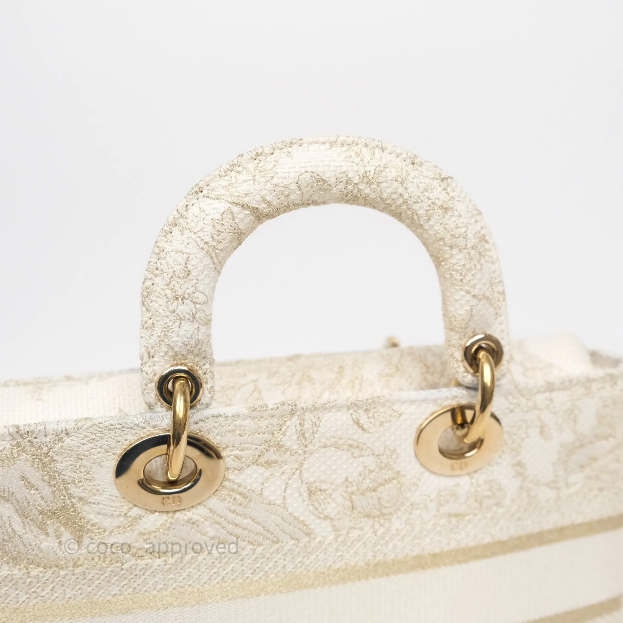 Dior Medium Lady D-Joy Bag Dior Jardin d'Hiver Embroidery White