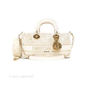 Dior Medium Lady D-Joy Bag Dior Jardin d'Hiver Embroidery White