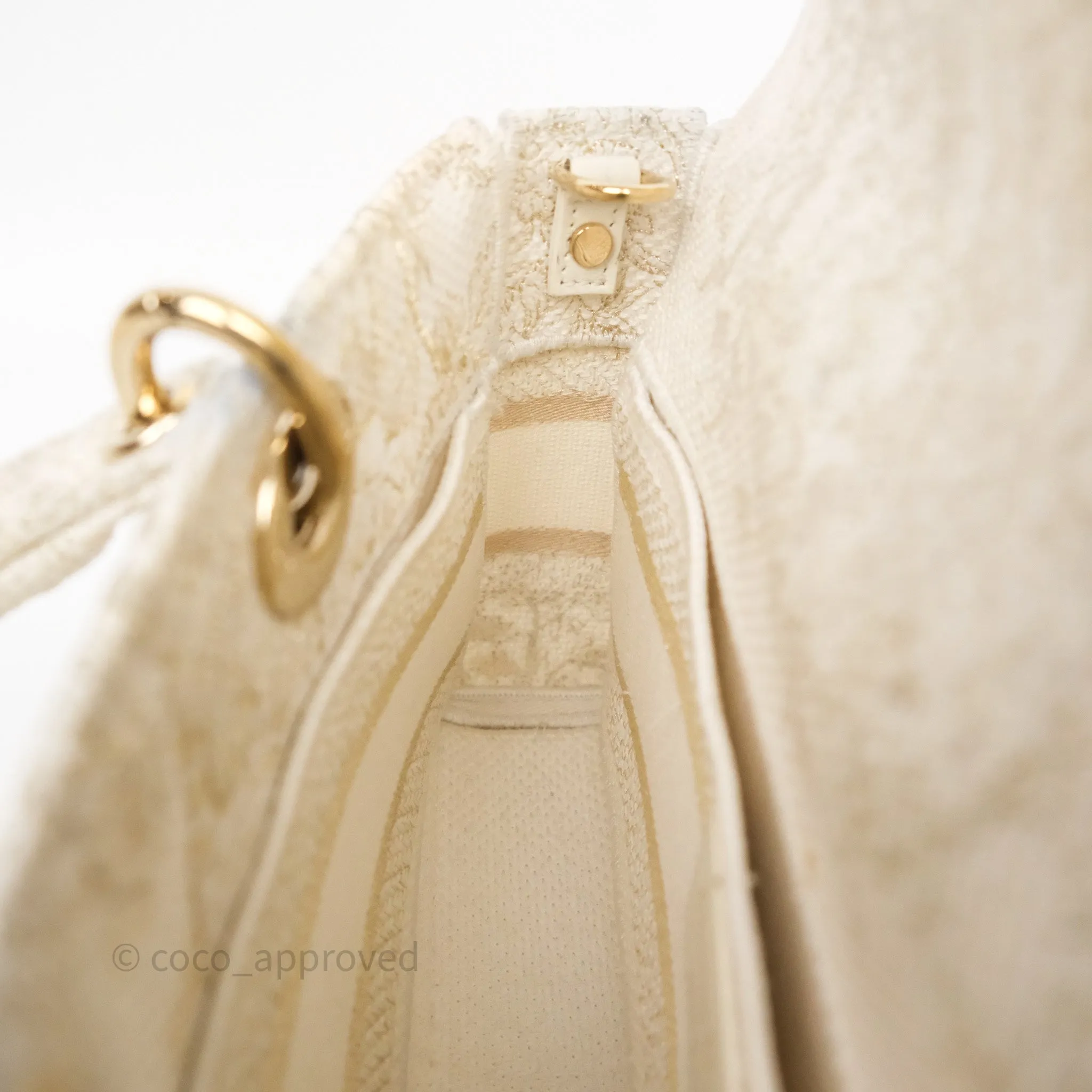 Dior Medium Lady D-Joy Bag Dior Jardin d'Hiver Embroidery White