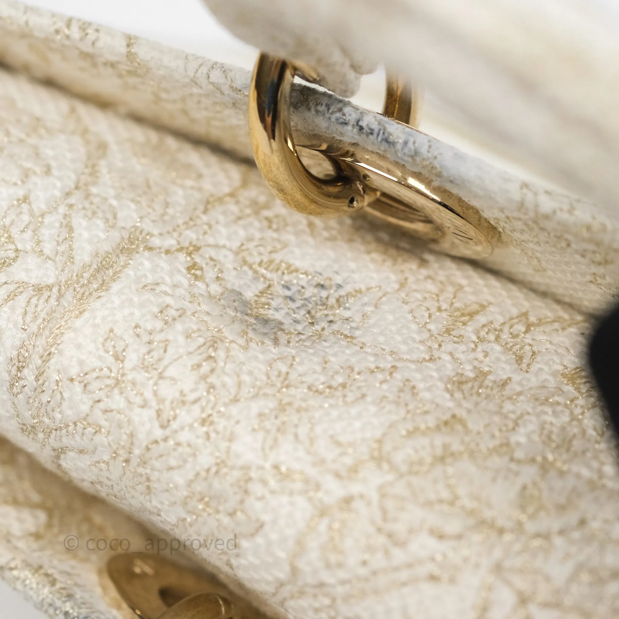 Dior Medium Lady D-Joy Bag Dior Jardin d'Hiver Embroidery White