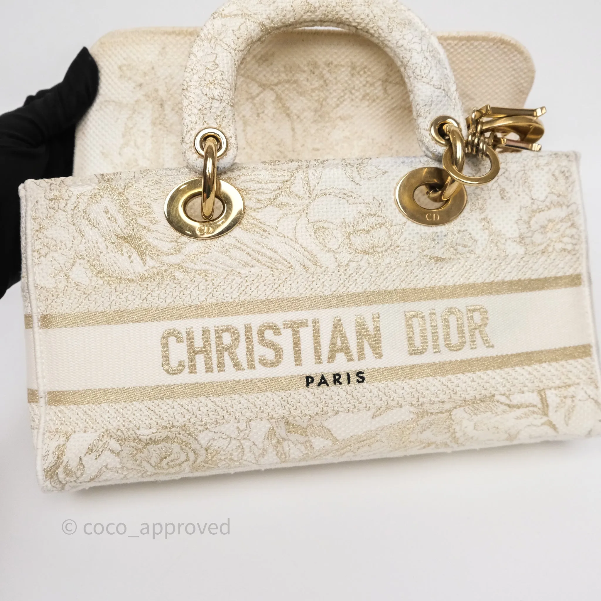Dior Medium Lady D-Joy Bag Dior Jardin d'Hiver Embroidery White