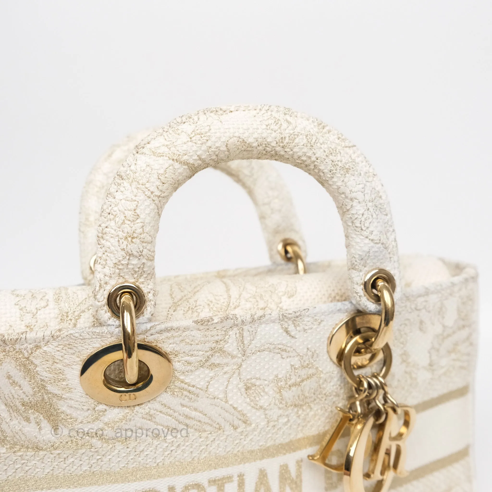 Dior Medium Lady D-Joy Bag Dior Jardin d'Hiver Embroidery White