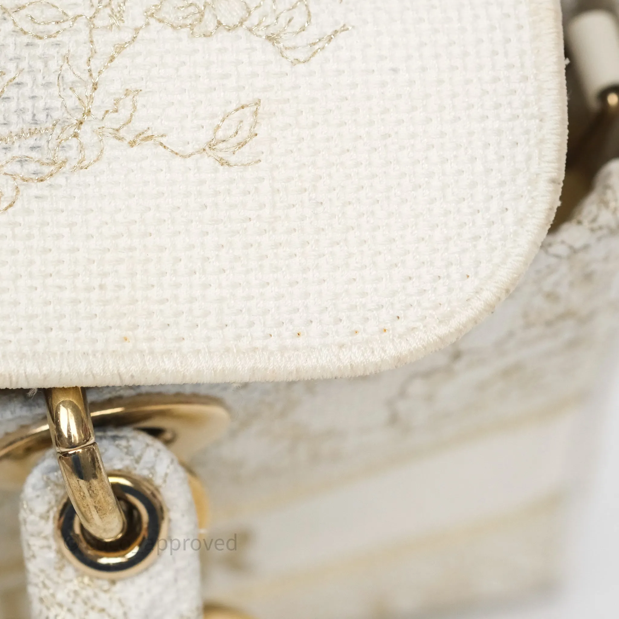 Dior Medium Lady D-Joy Bag Dior Jardin d'Hiver Embroidery White