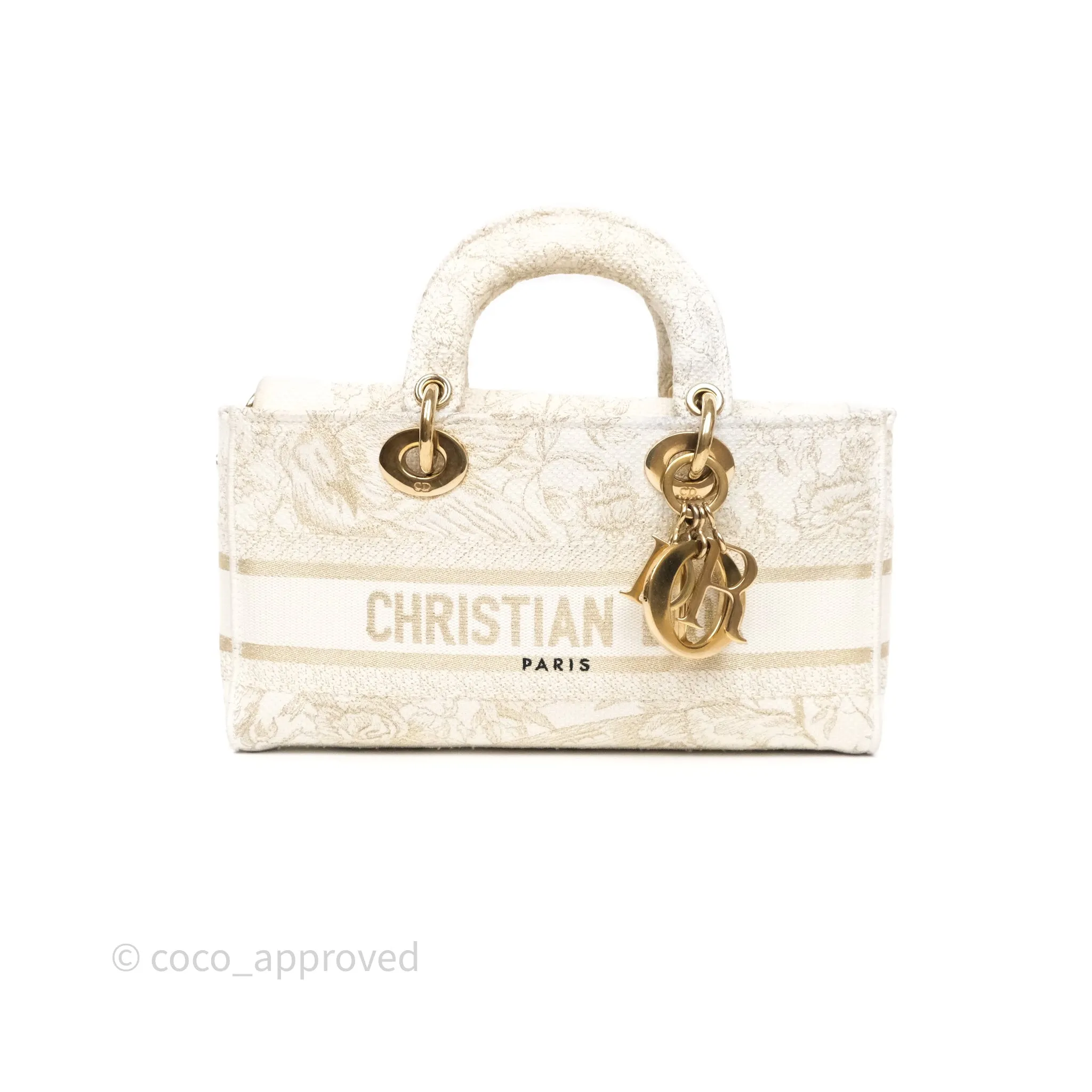 Dior Medium Lady D-Joy Bag Dior Jardin d'Hiver Embroidery White