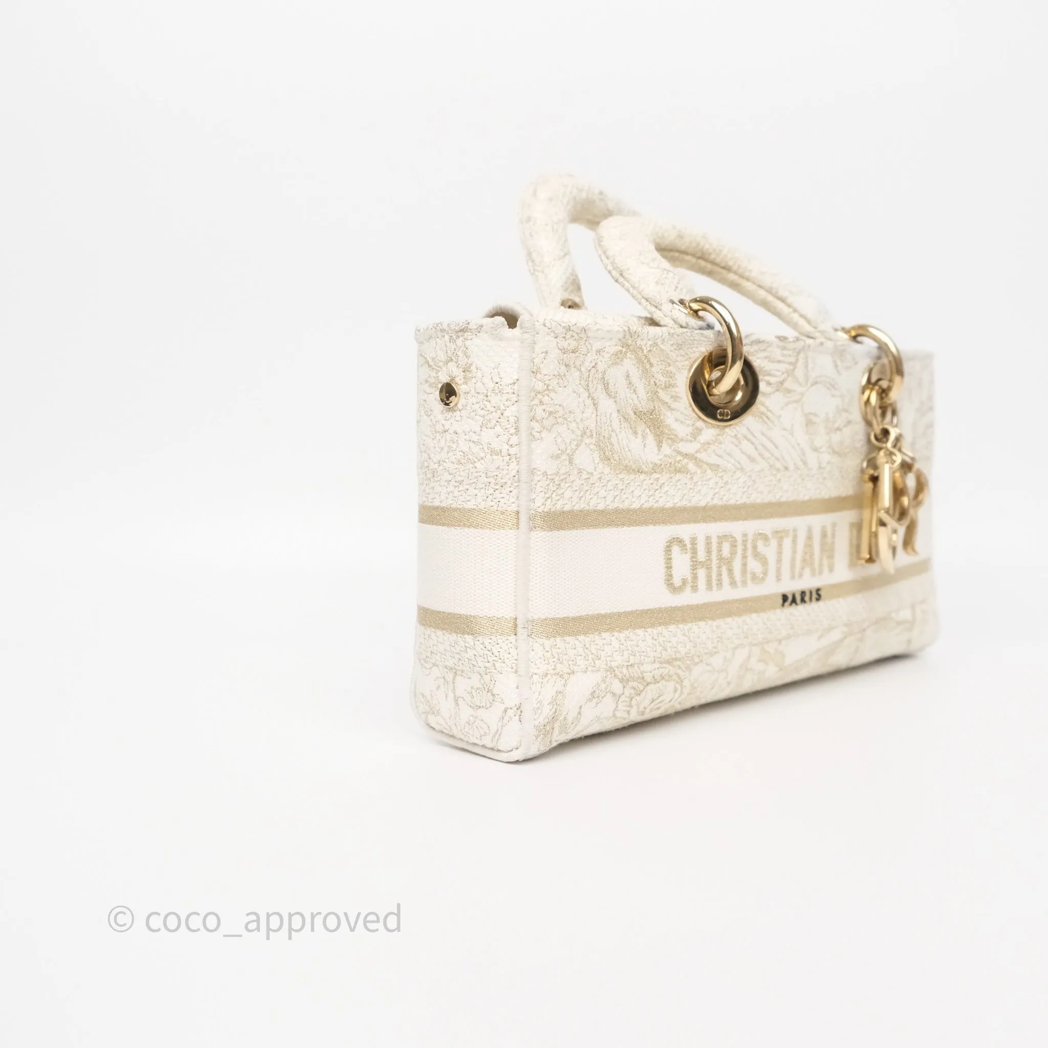 Dior Medium Lady D-Joy Bag Dior Jardin d'Hiver Embroidery White