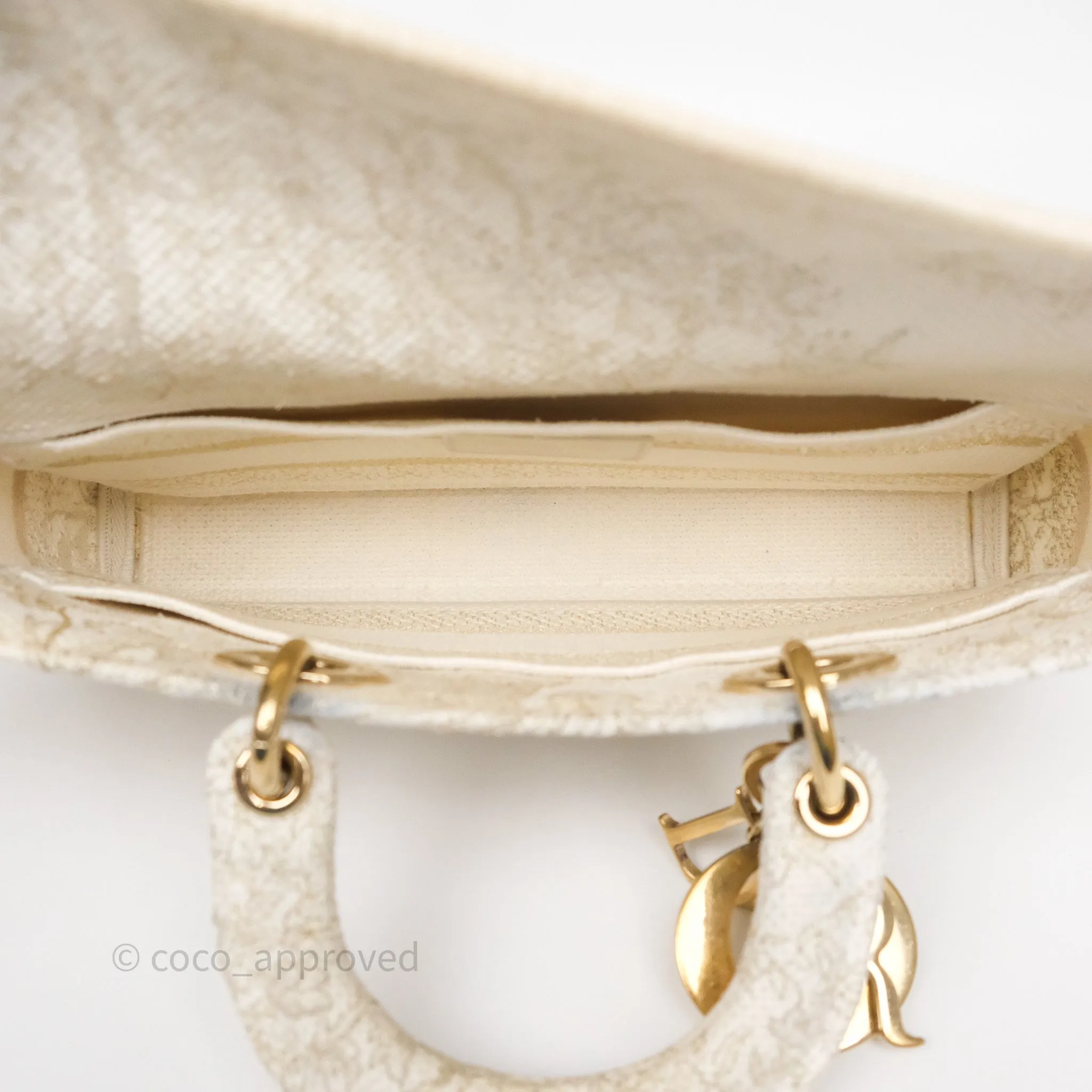 Dior Medium Lady D-Joy Bag Dior Jardin d'Hiver Embroidery White