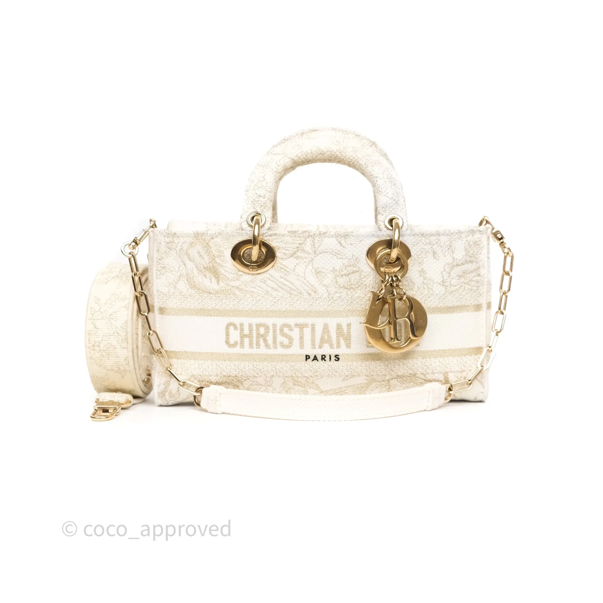 Dior Medium Lady D-Joy Bag Dior Jardin d'Hiver Embroidery White