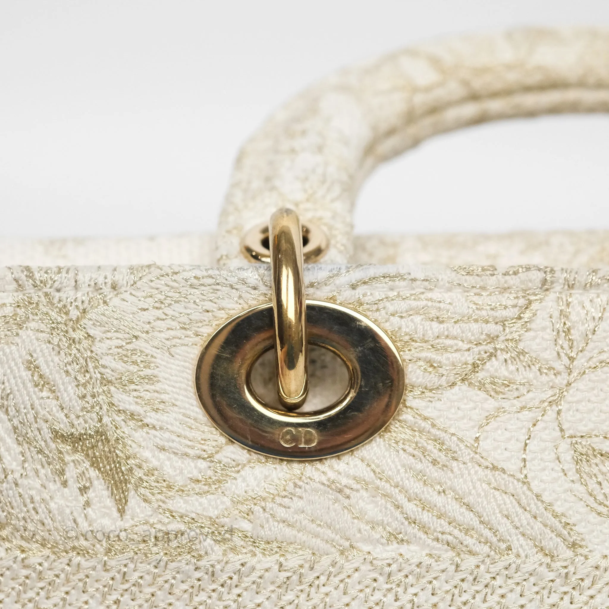 Dior Medium Lady D-Joy Bag Dior Jardin d'Hiver Embroidery White