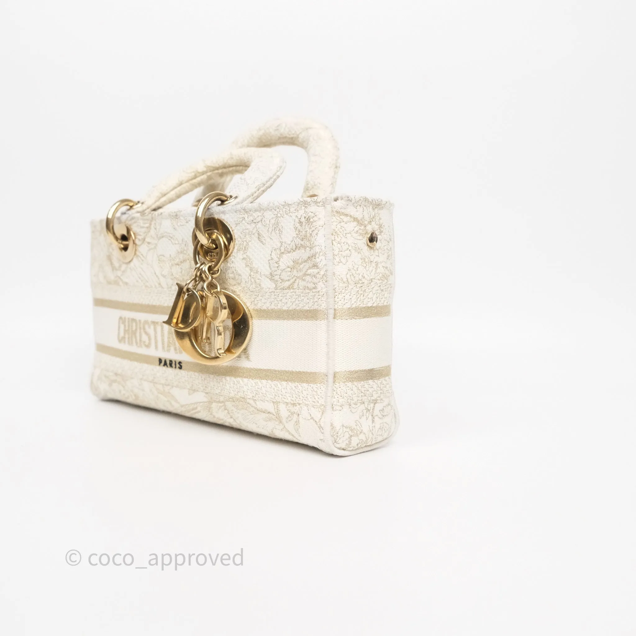 Dior Medium Lady D-Joy Bag Dior Jardin d'Hiver Embroidery White