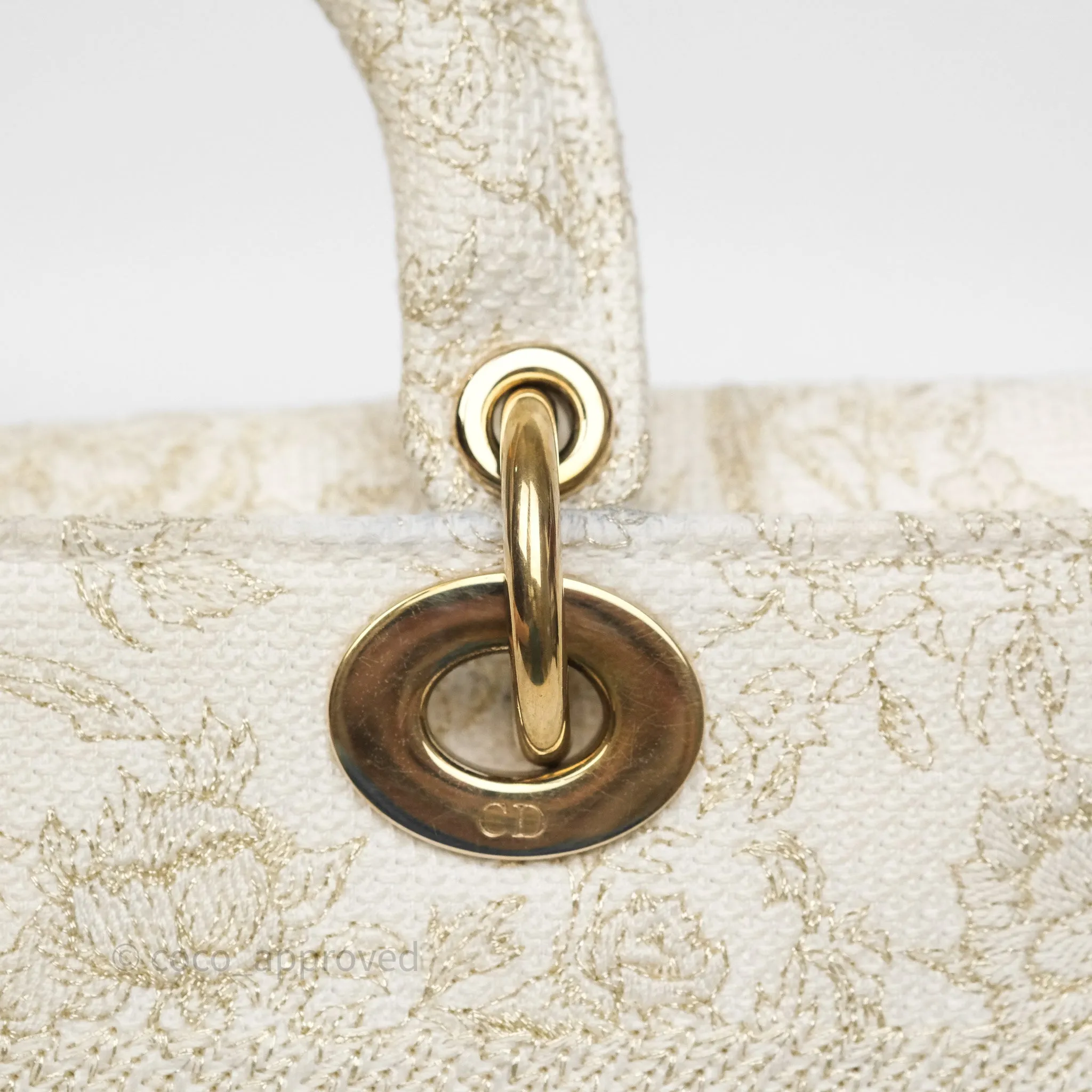 Dior Medium Lady D-Joy Bag Dior Jardin d'Hiver Embroidery White