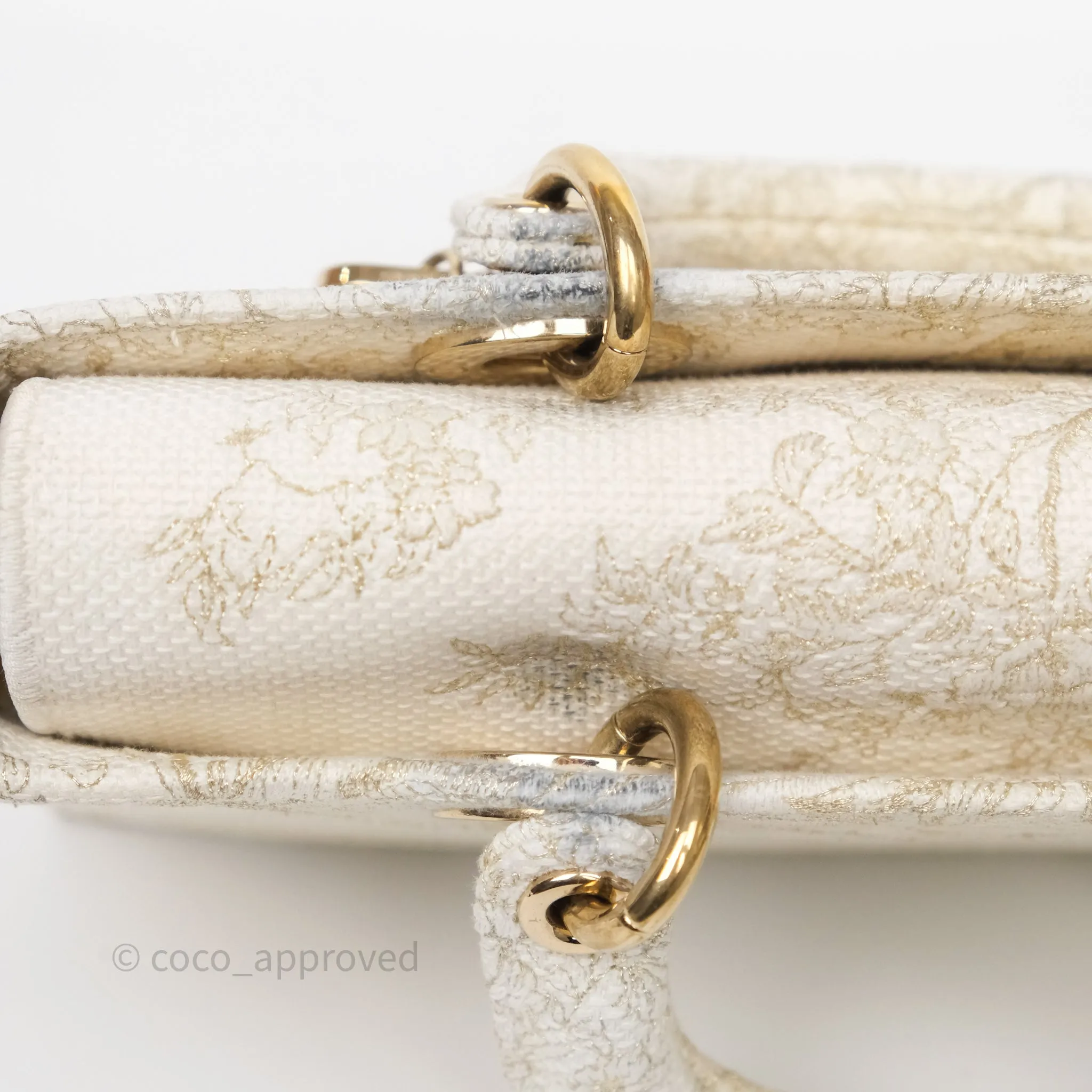 Dior Medium Lady D-Joy Bag Dior Jardin d'Hiver Embroidery White