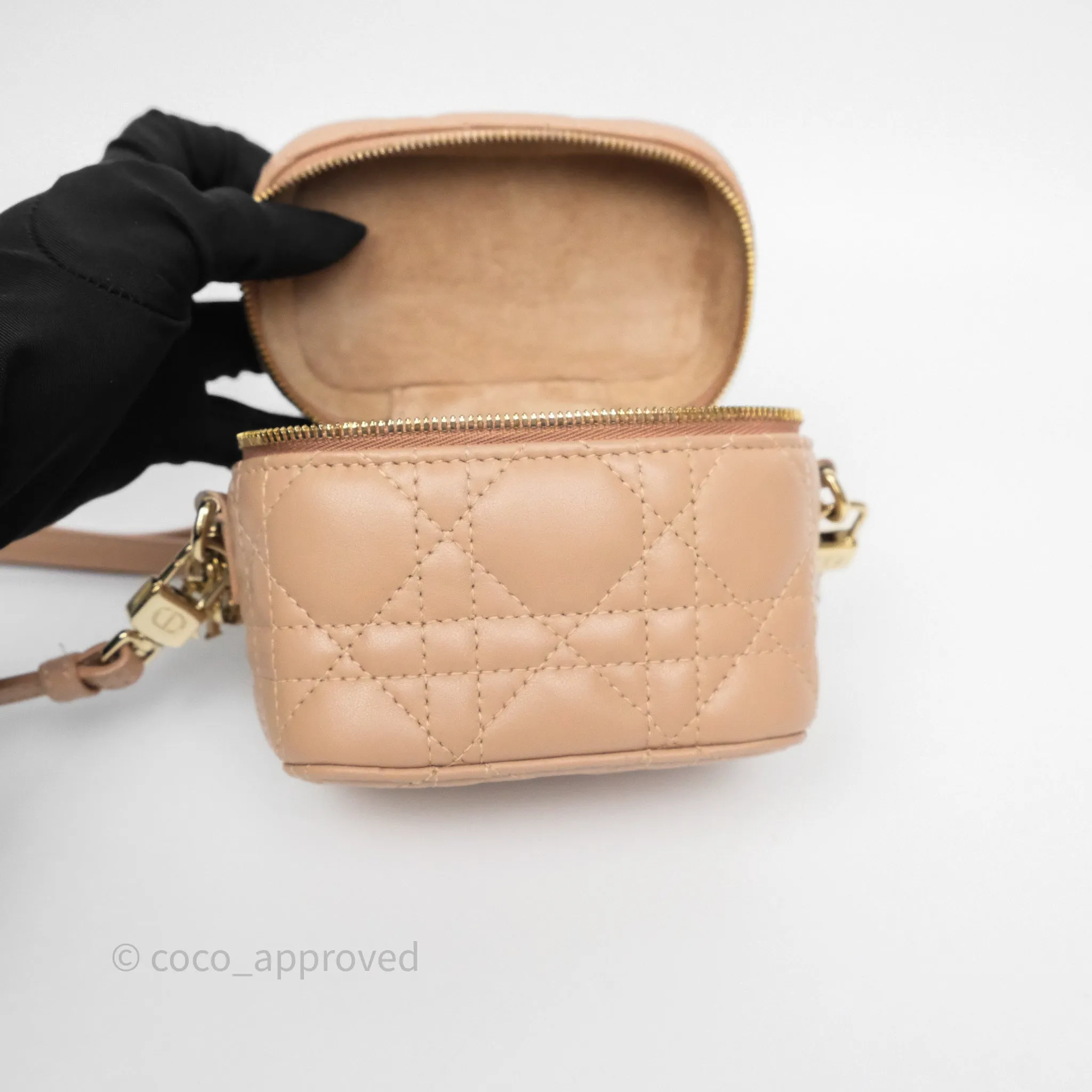 Dior Micro Lady Dior Vanity Case Rose Des Vents Pink Cannage Lambskin