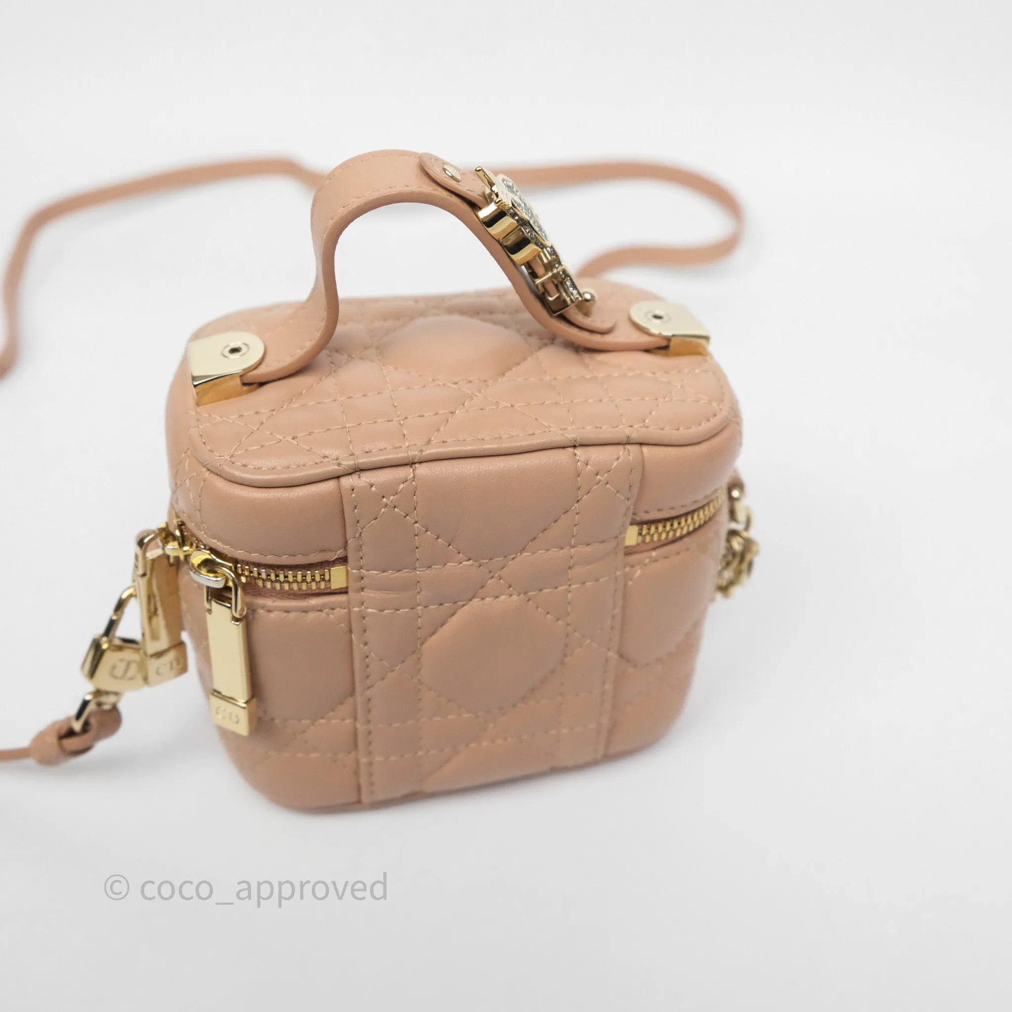Dior Micro Lady Dior Vanity Case Rose Des Vents Pink Cannage Lambskin