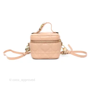 Dior Micro Lady Dior Vanity Case Rose Des Vents Pink Cannage Lambskin