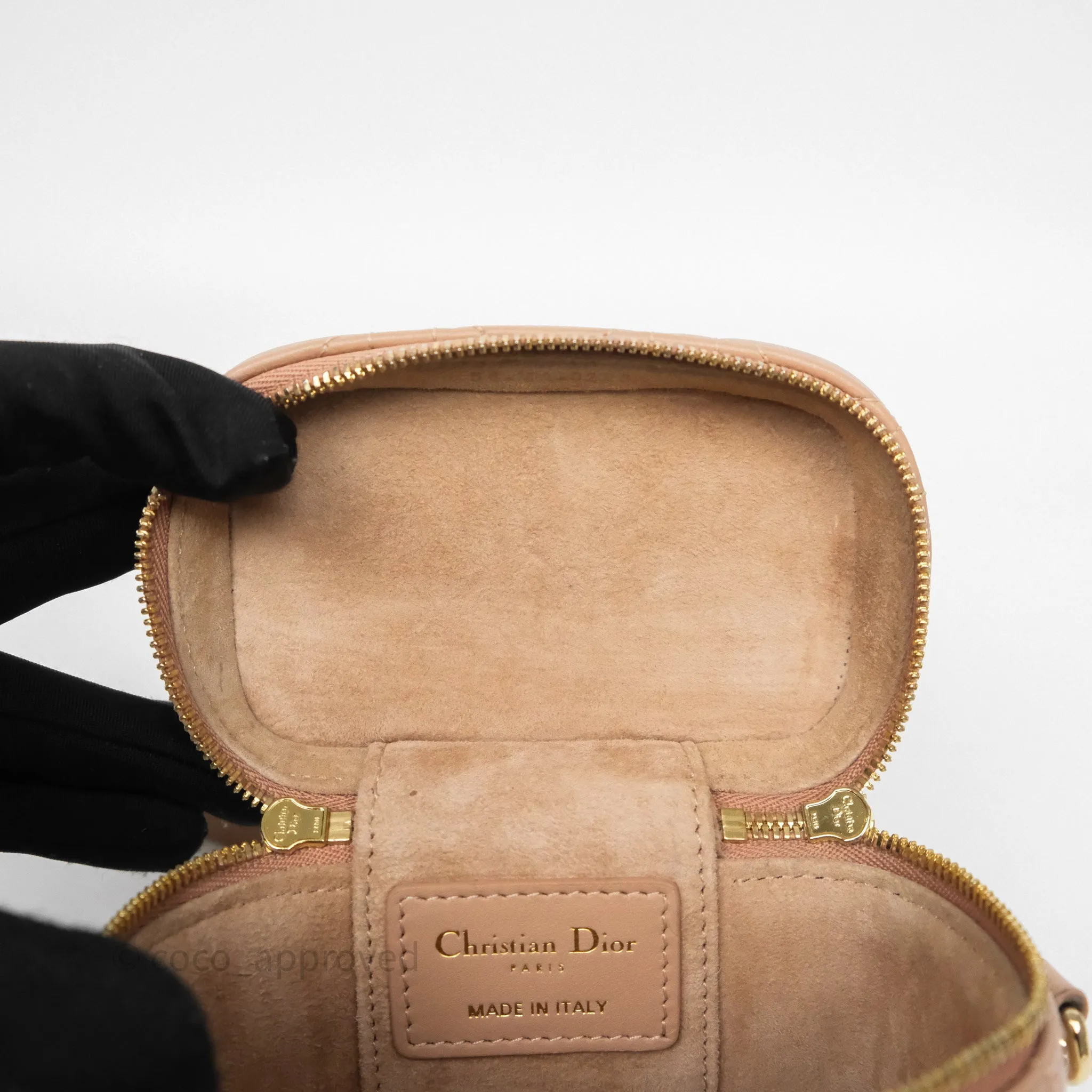 Dior Micro Lady Dior Vanity Case Rose Des Vents Pink Cannage Lambskin