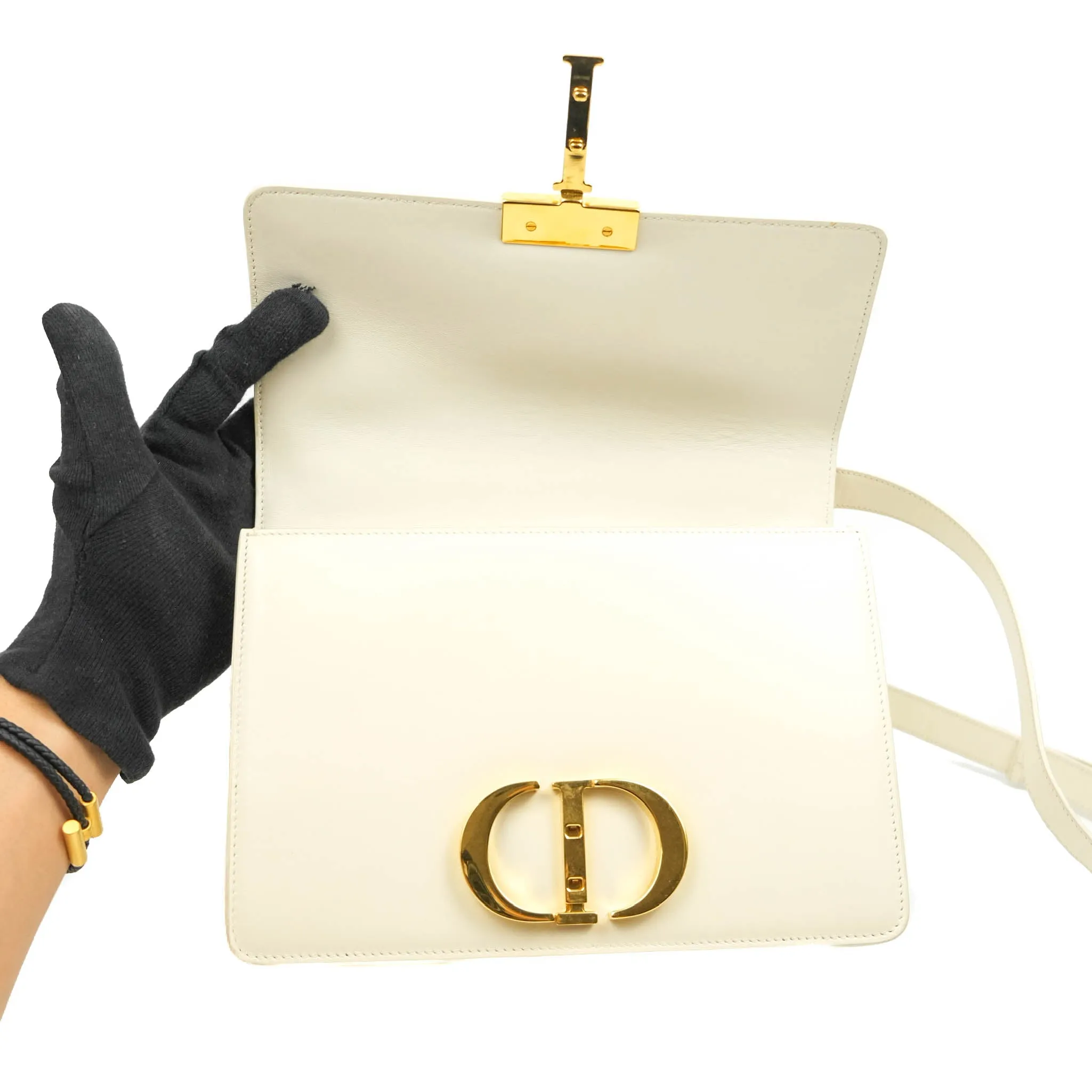 Dior Montaigne 30 Ivory Box Calfskin Gold Hardware