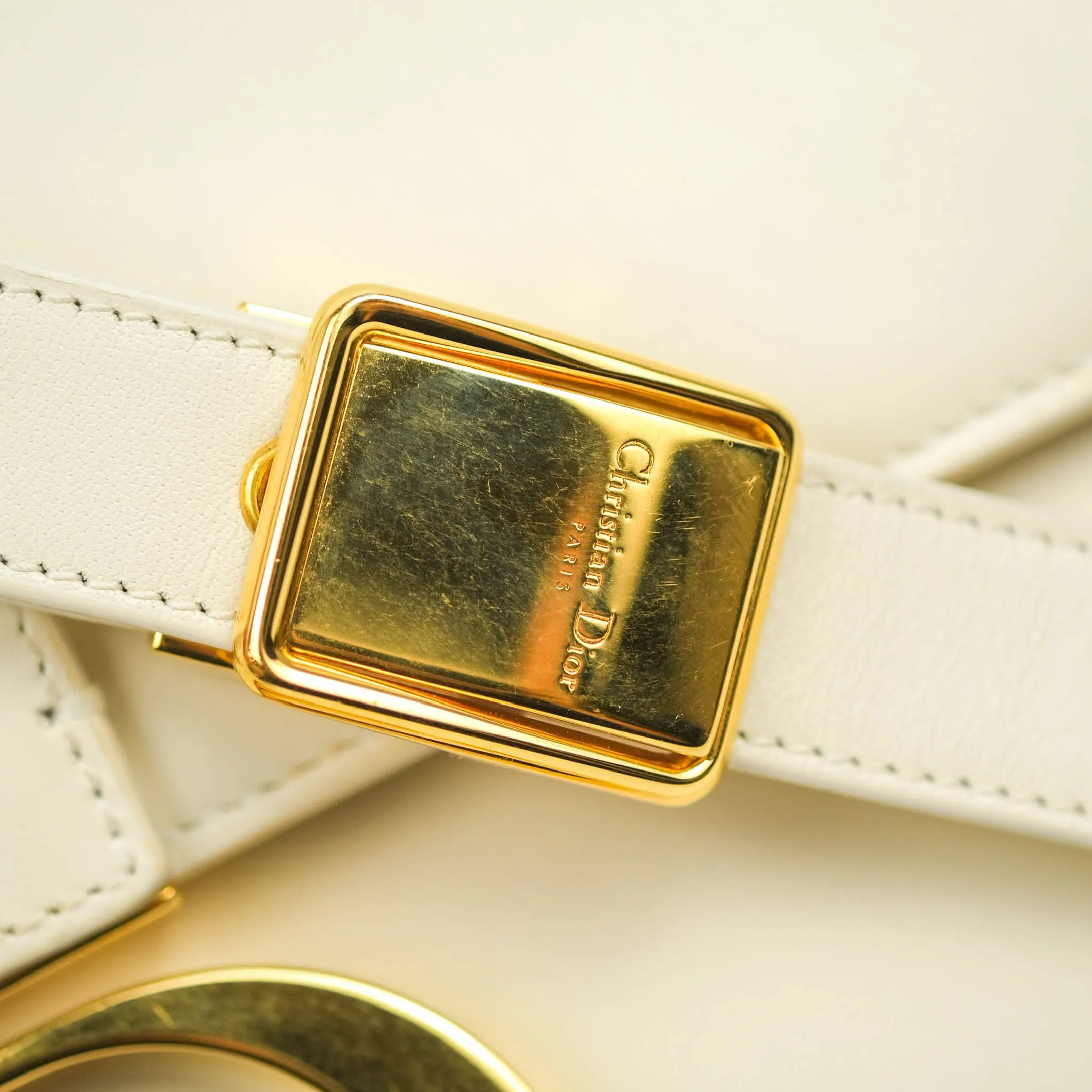 Dior Montaigne 30 Ivory Box Calfskin Gold Hardware
