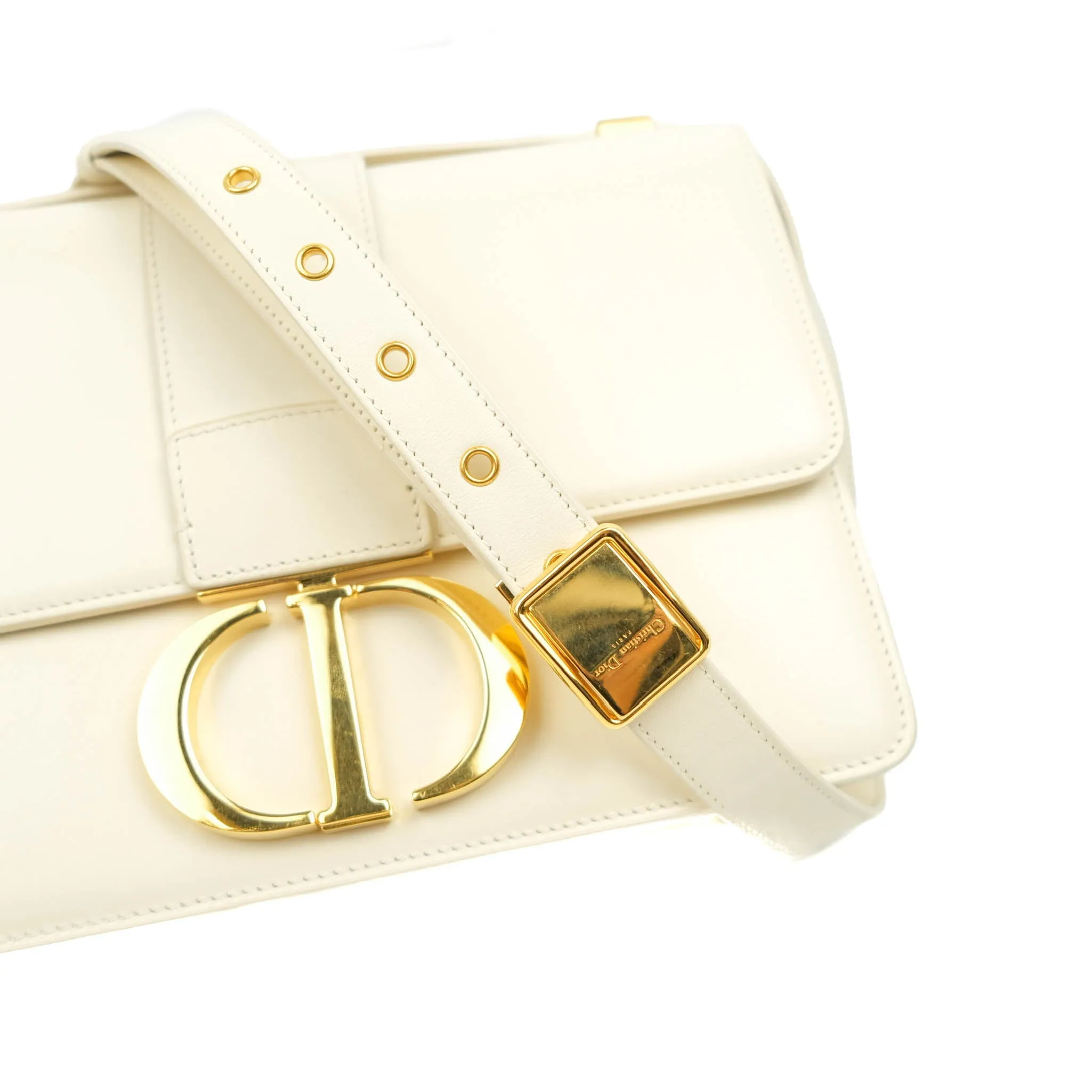 Dior Montaigne 30 Ivory Box Calfskin Gold Hardware
