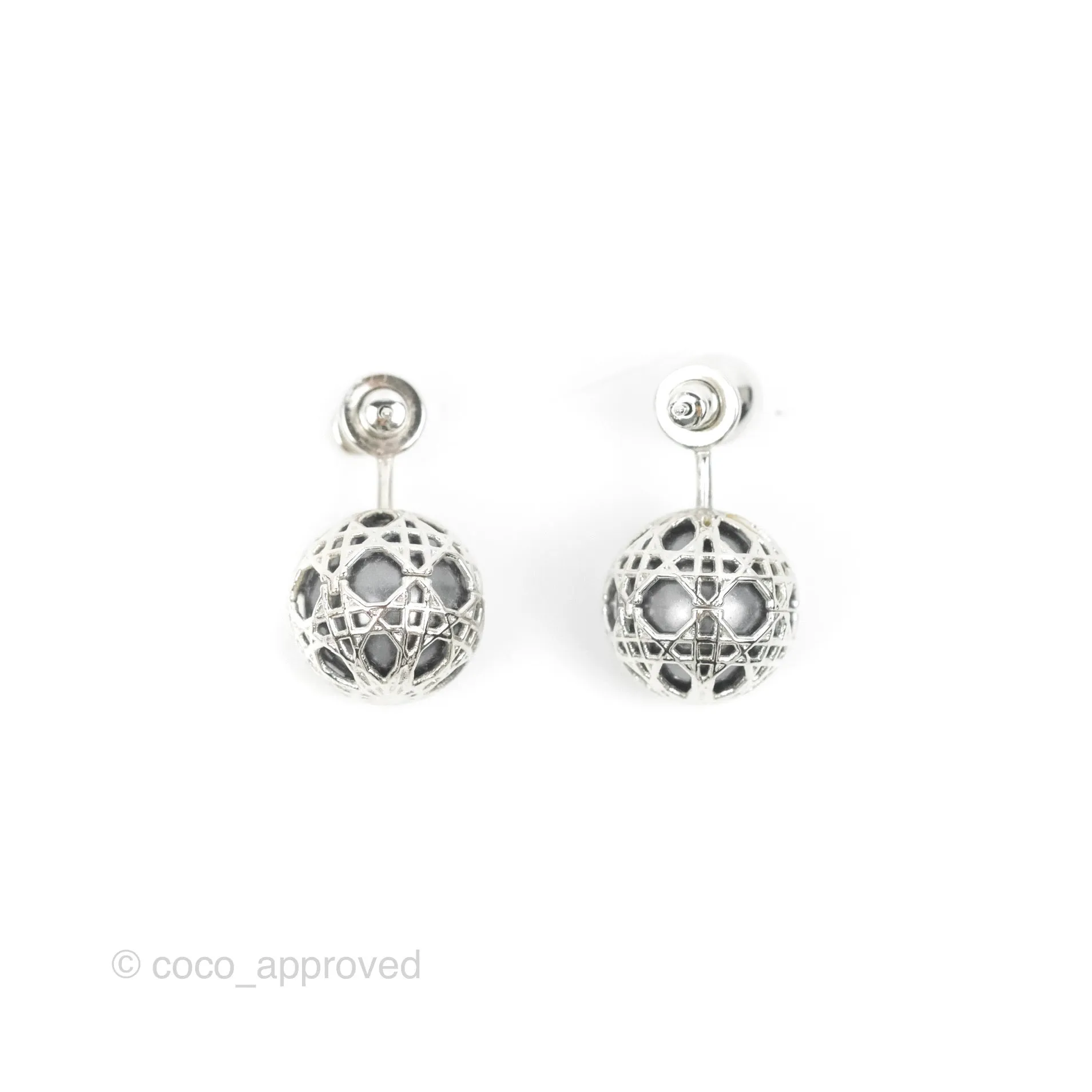 Dior Pearl Secret Cannage Mise En Dior Tribales Earrings Silver Tone