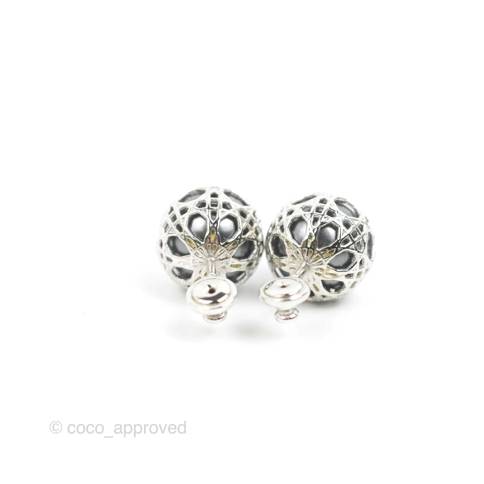 Dior Pearl Secret Cannage Mise En Dior Tribales Earrings Silver Tone
