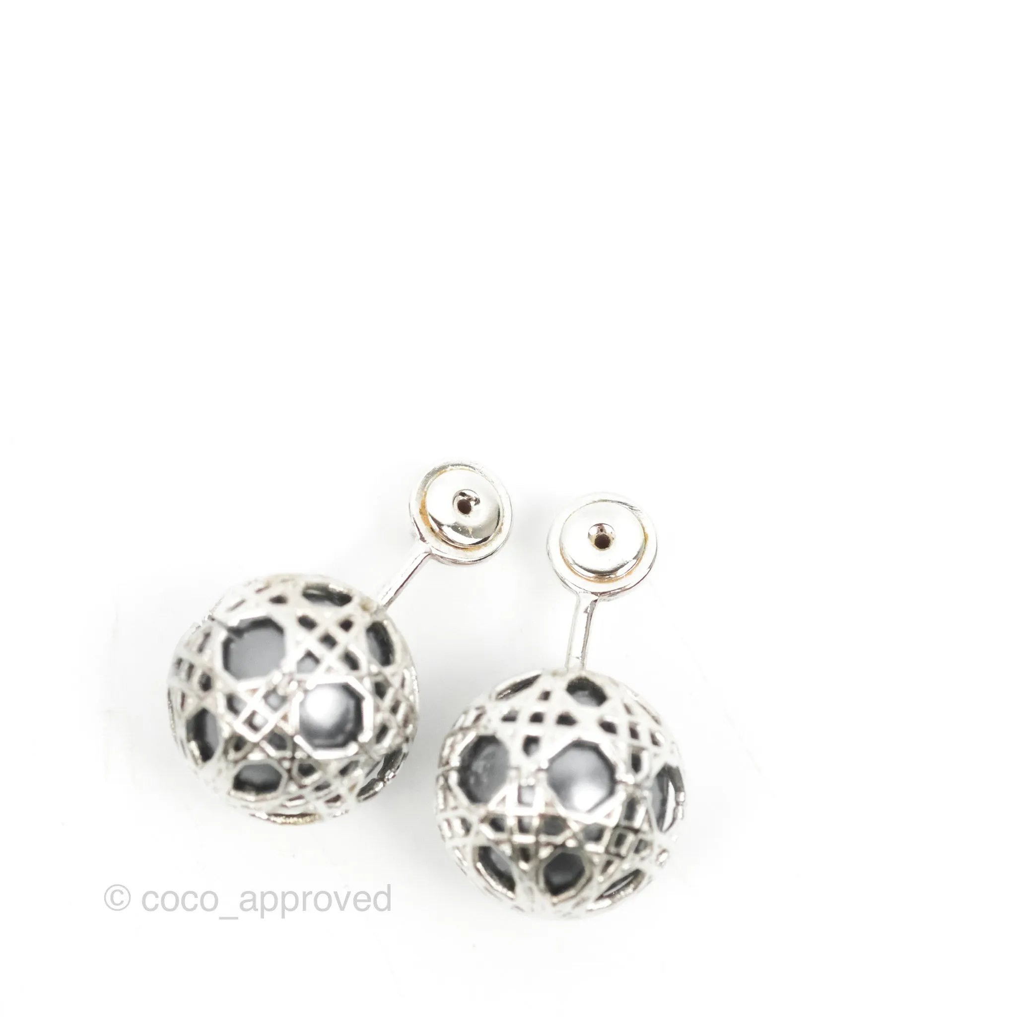 Dior Pearl Secret Cannage Mise En Dior Tribales Earrings Silver Tone