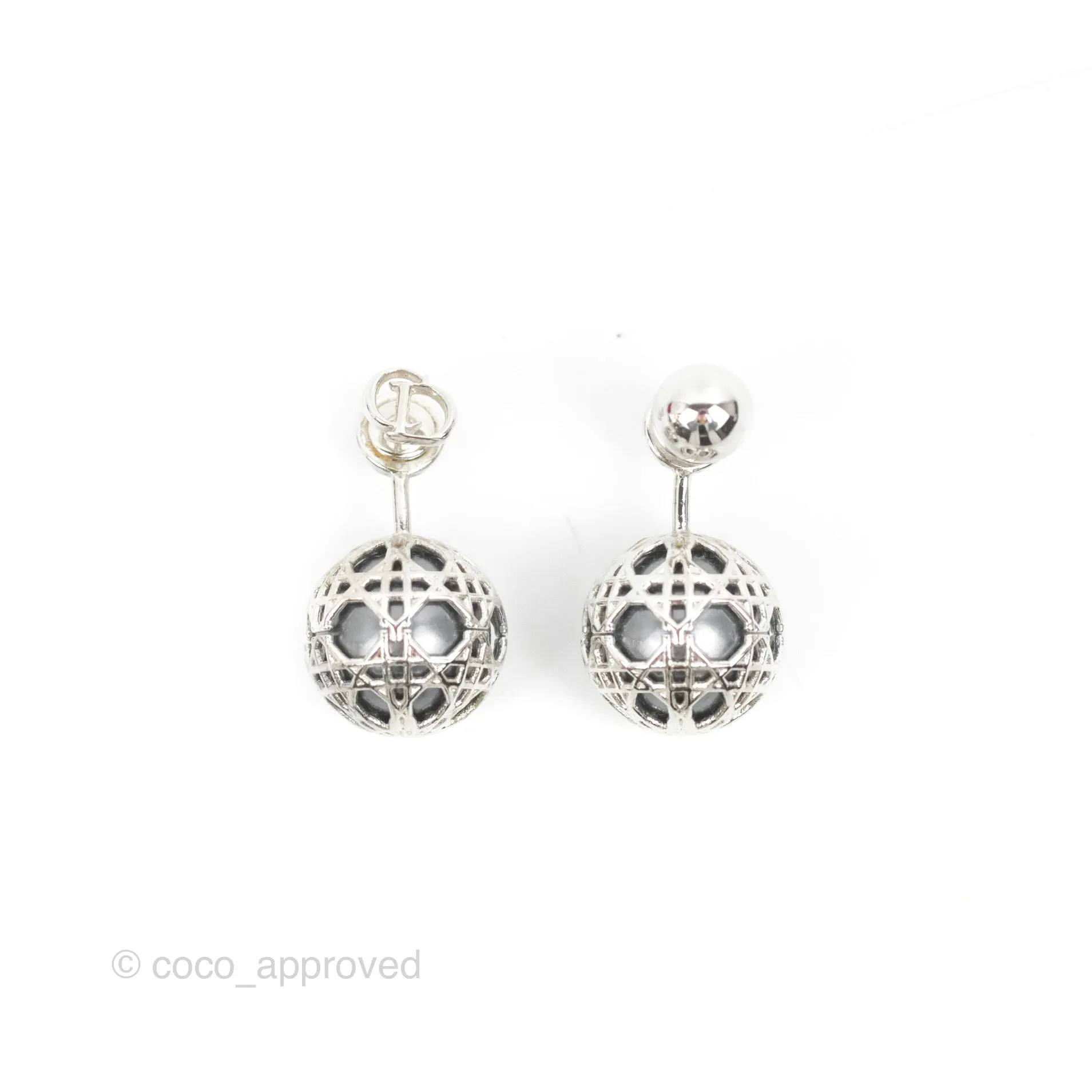 Dior Pearl Secret Cannage Mise En Dior Tribales Earrings Silver Tone