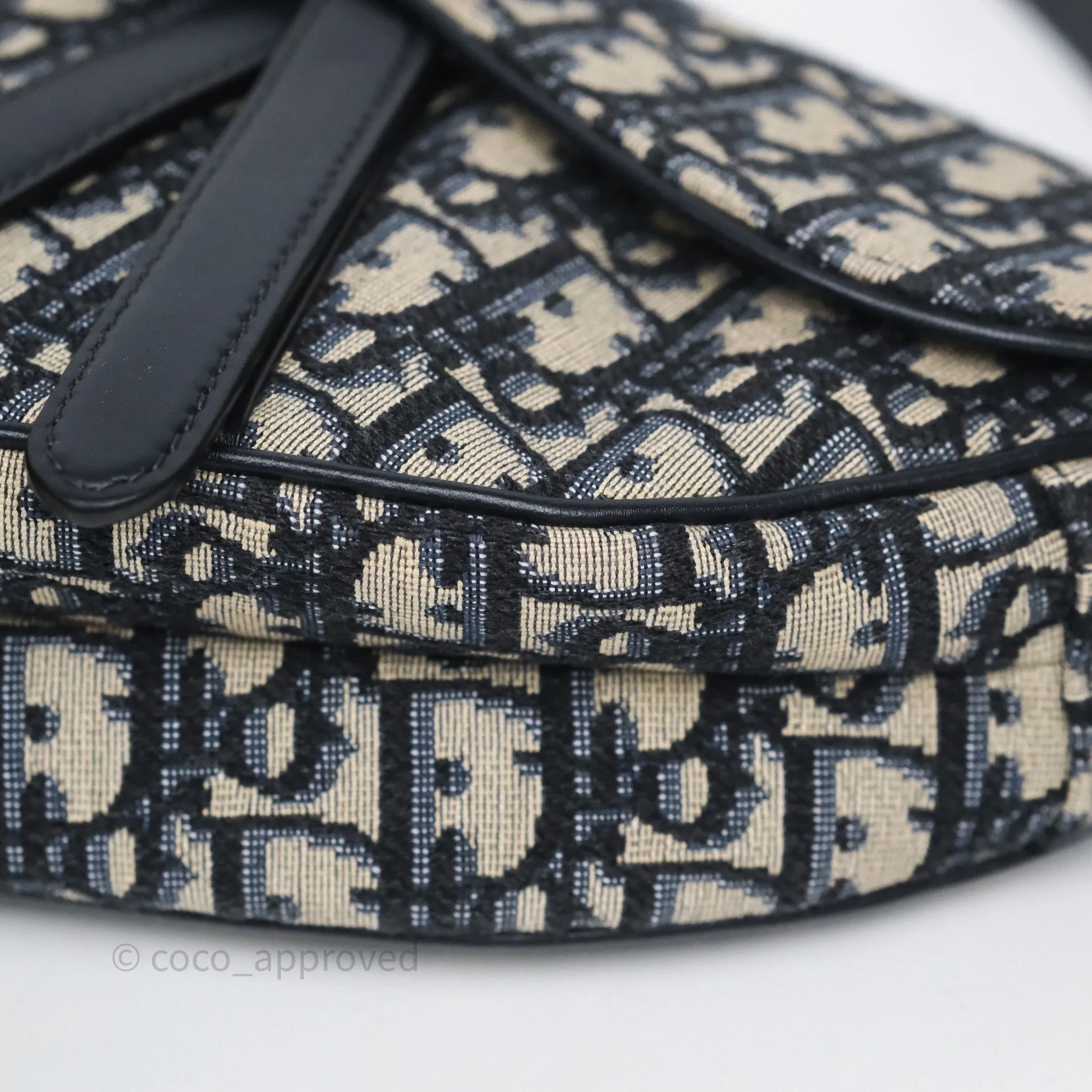 Dior Saddle Bag Navy Dior Oblique Embroidery Aged Gold Hardware