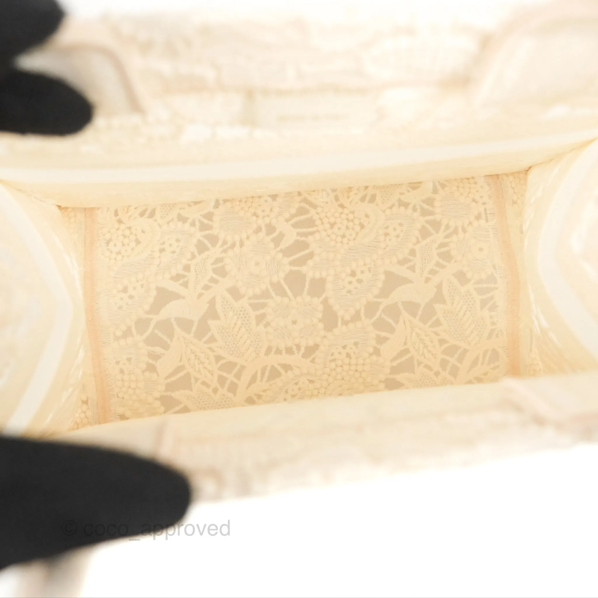 Dior Small Book Tote Natural Macram-Effect Embroidery