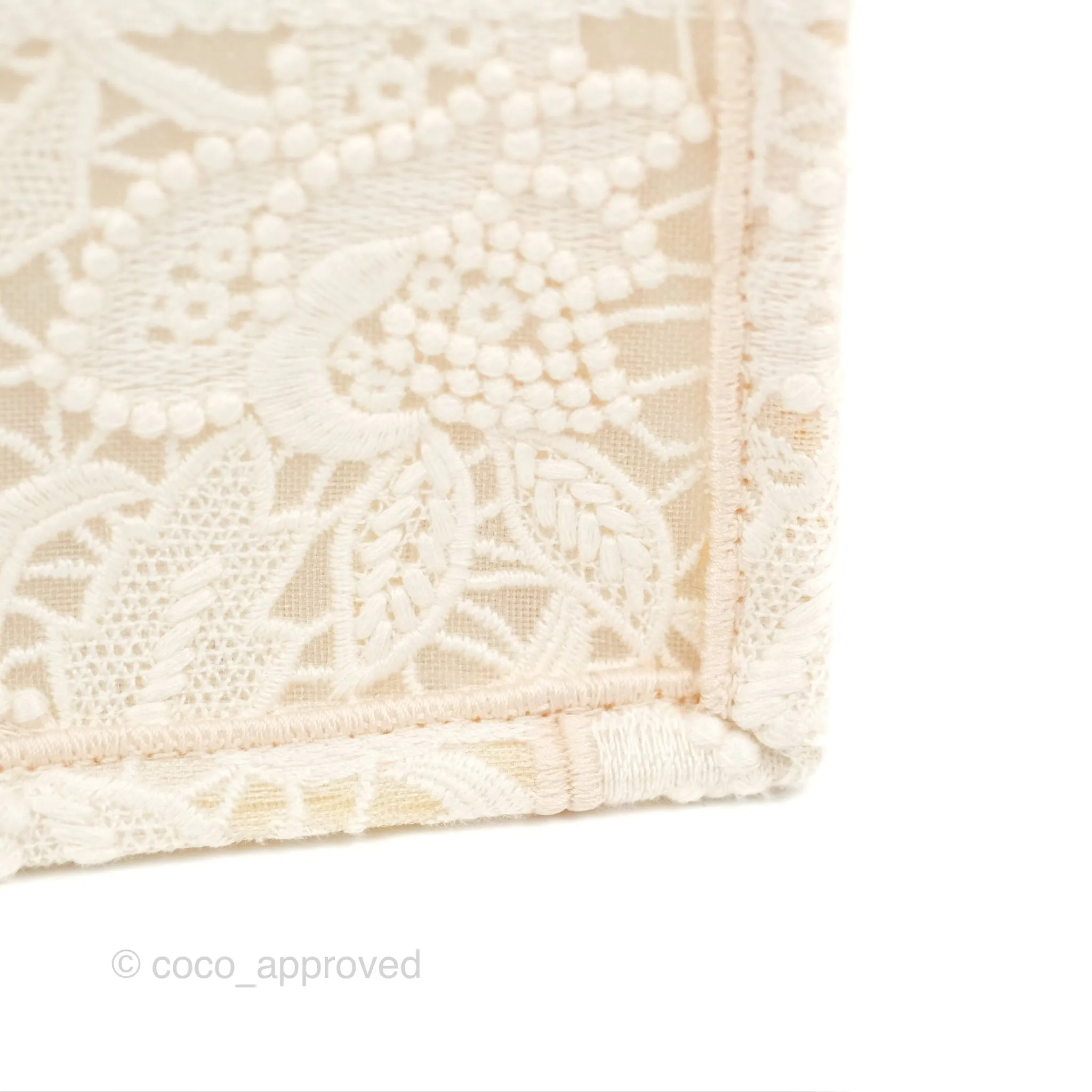 Dior Small Book Tote Natural Macram-Effect Embroidery