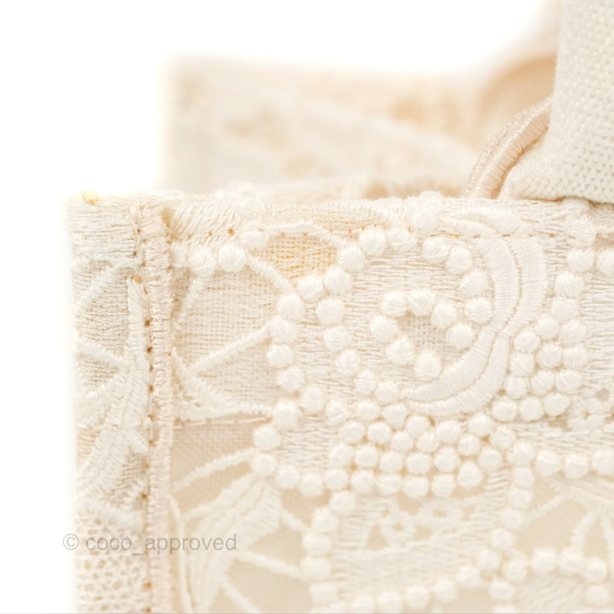 Dior Small Book Tote Natural Macram-Effect Embroidery