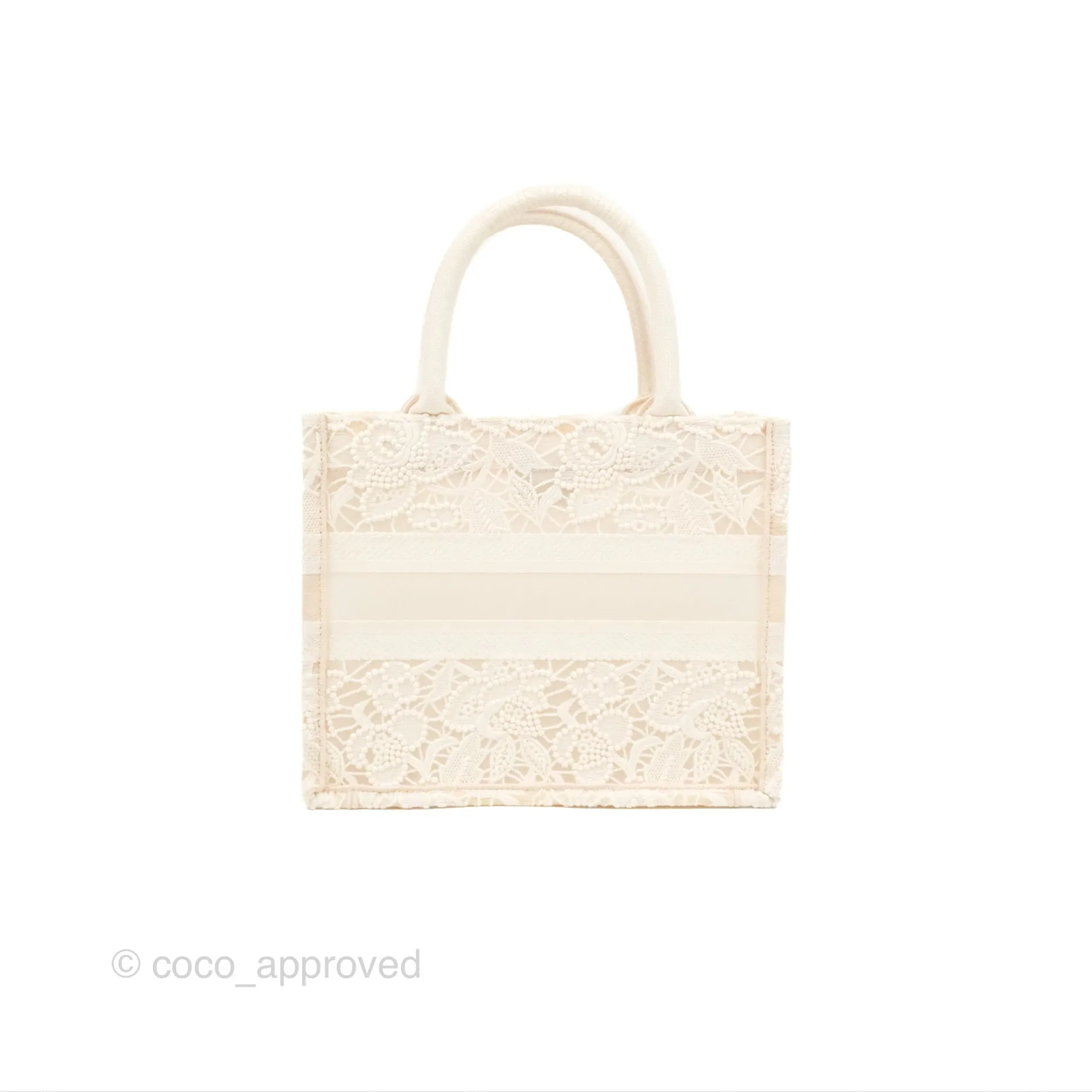 Dior Small Book Tote Natural Macram-Effect Embroidery