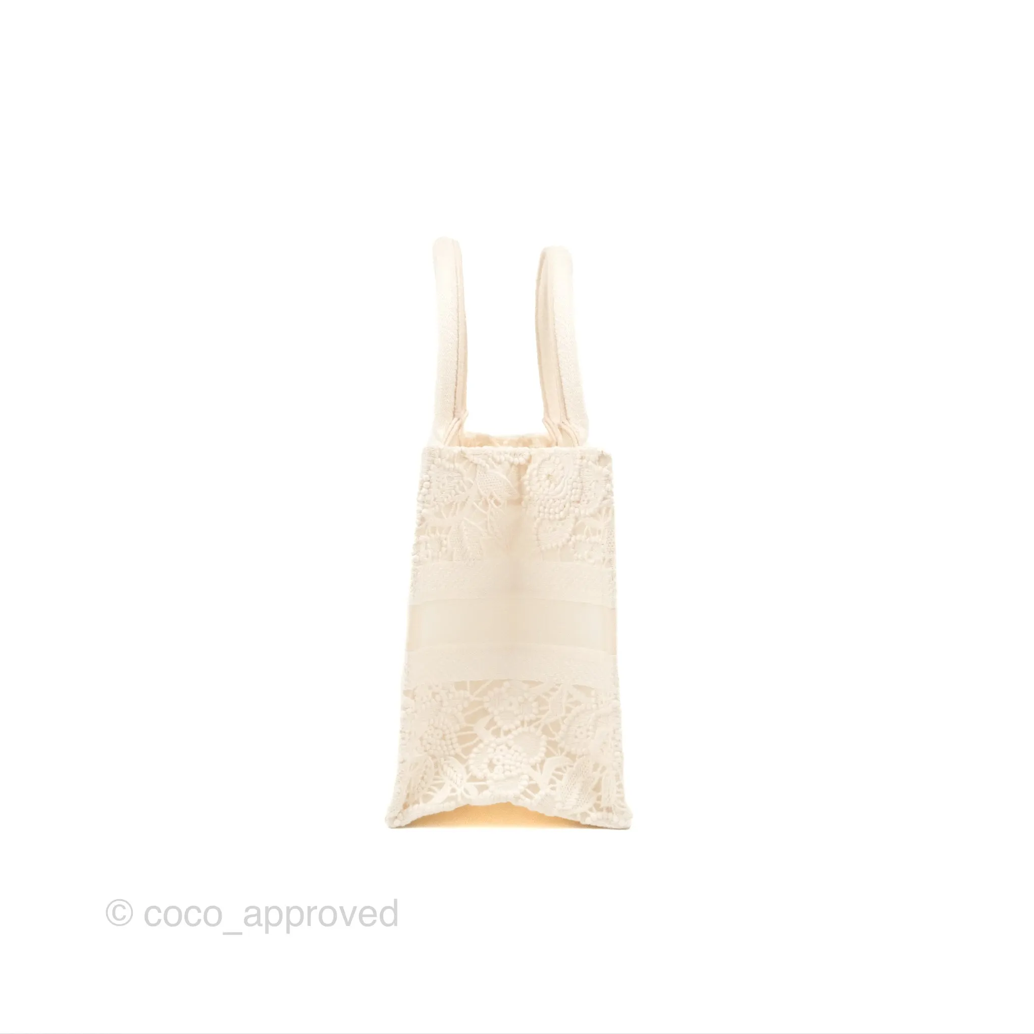 Dior Small Book Tote Natural Macram-Effect Embroidery